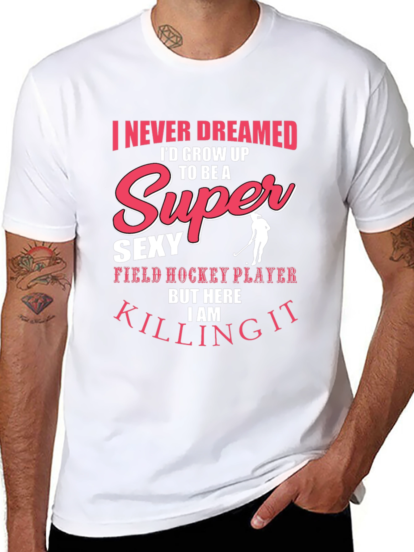 Super Sexy Field Hockey Player Black T-Shirt