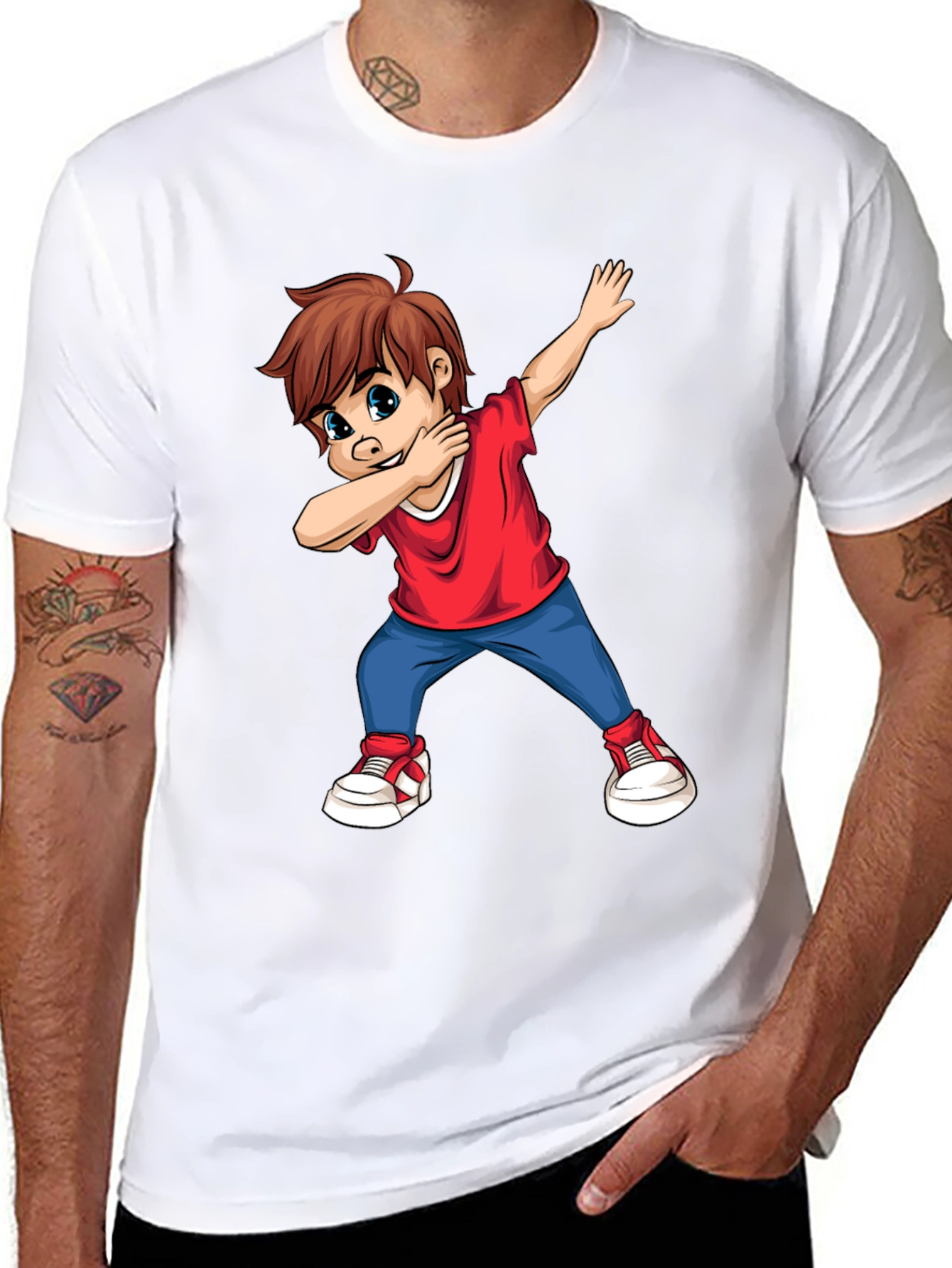 Dabbing Kid Graphic Tee - Cool Cartoon Boy T-Shirt