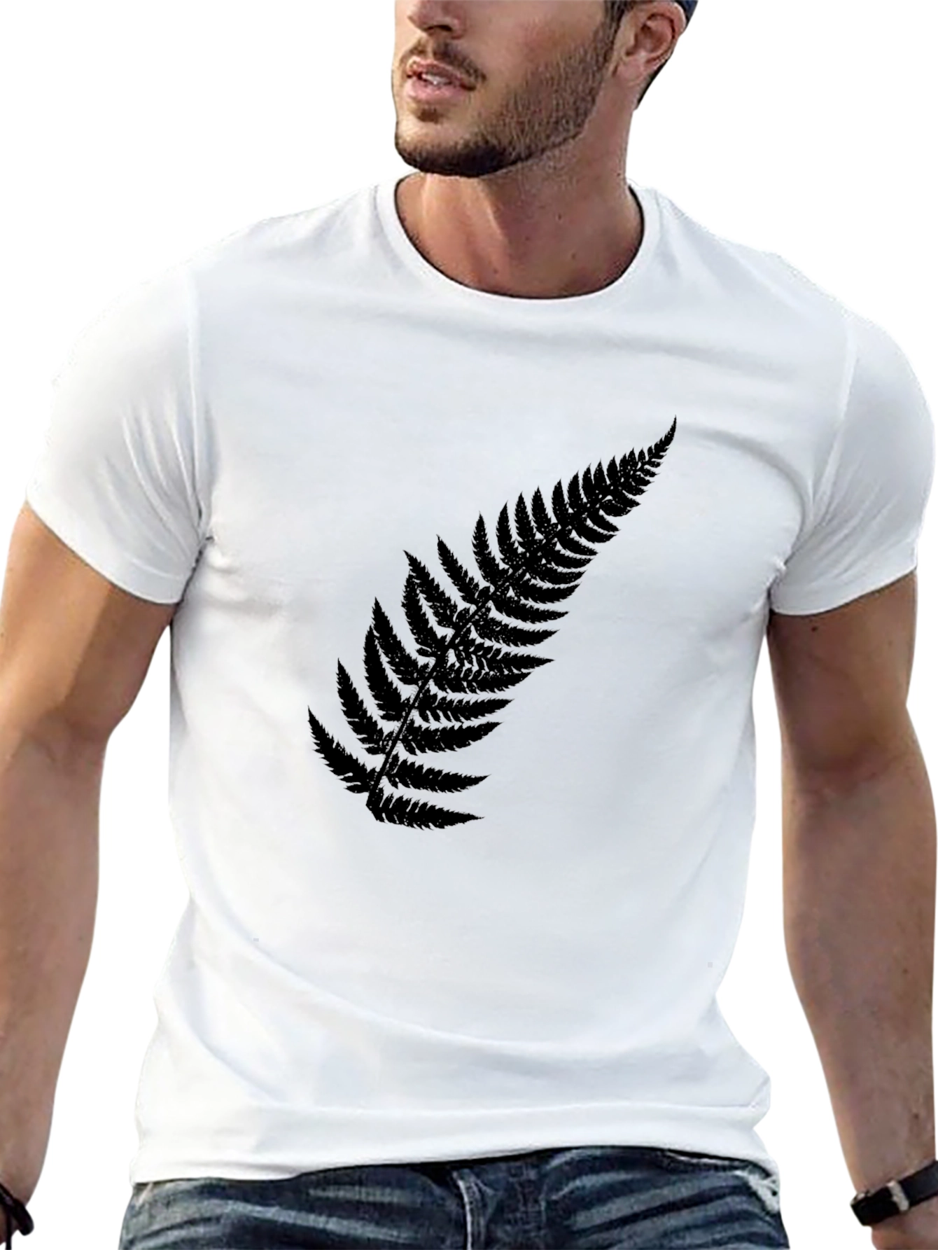 Black Fern Leaf T-Shirt - Casual Style