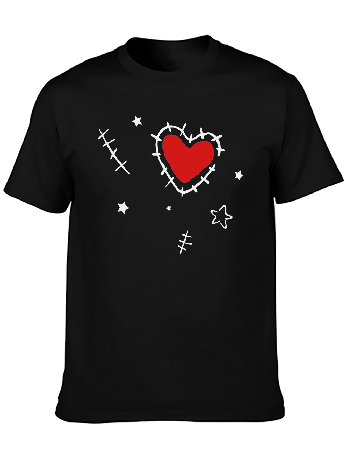 Heart Stitch Graphic Tee - Black