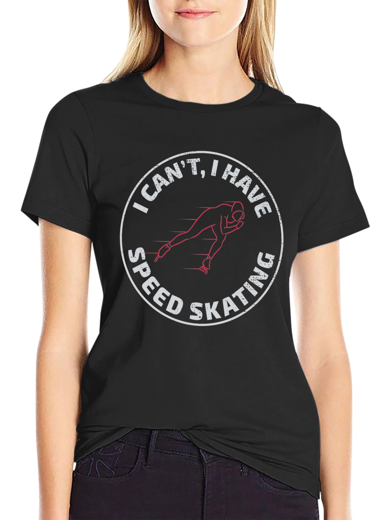 Speed Skating Graphic Tee - Black Cotton T-Shirt