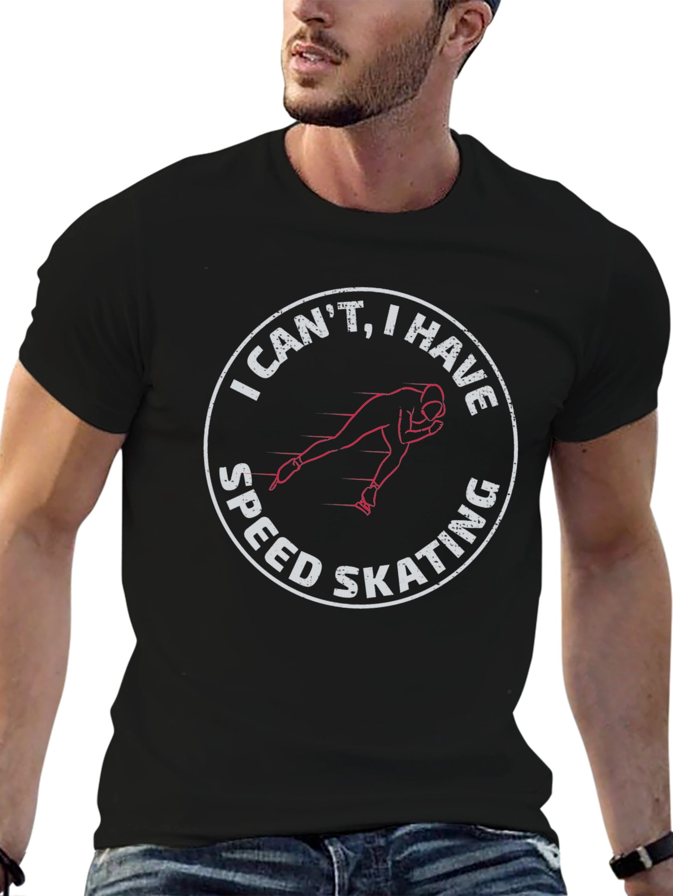 Speed Skating Graphic Tee - Black Cotton T-Shirt