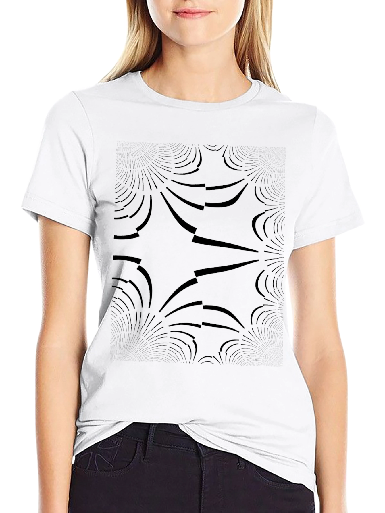 Abstract Pattern Black T-Shirt - Modern Casual Style