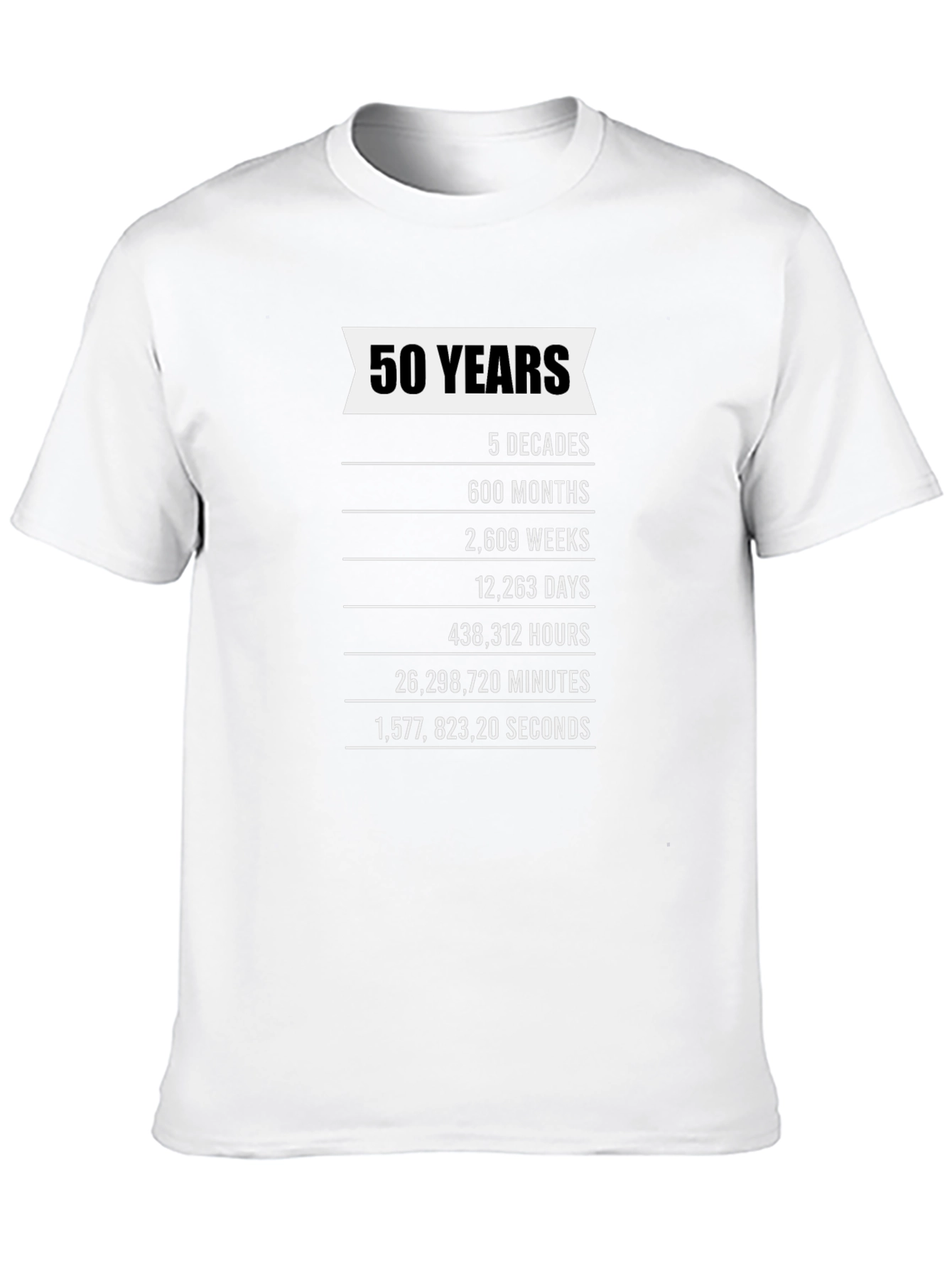 50th Birthday T-Shirt - 5 Decades Milestone Tee