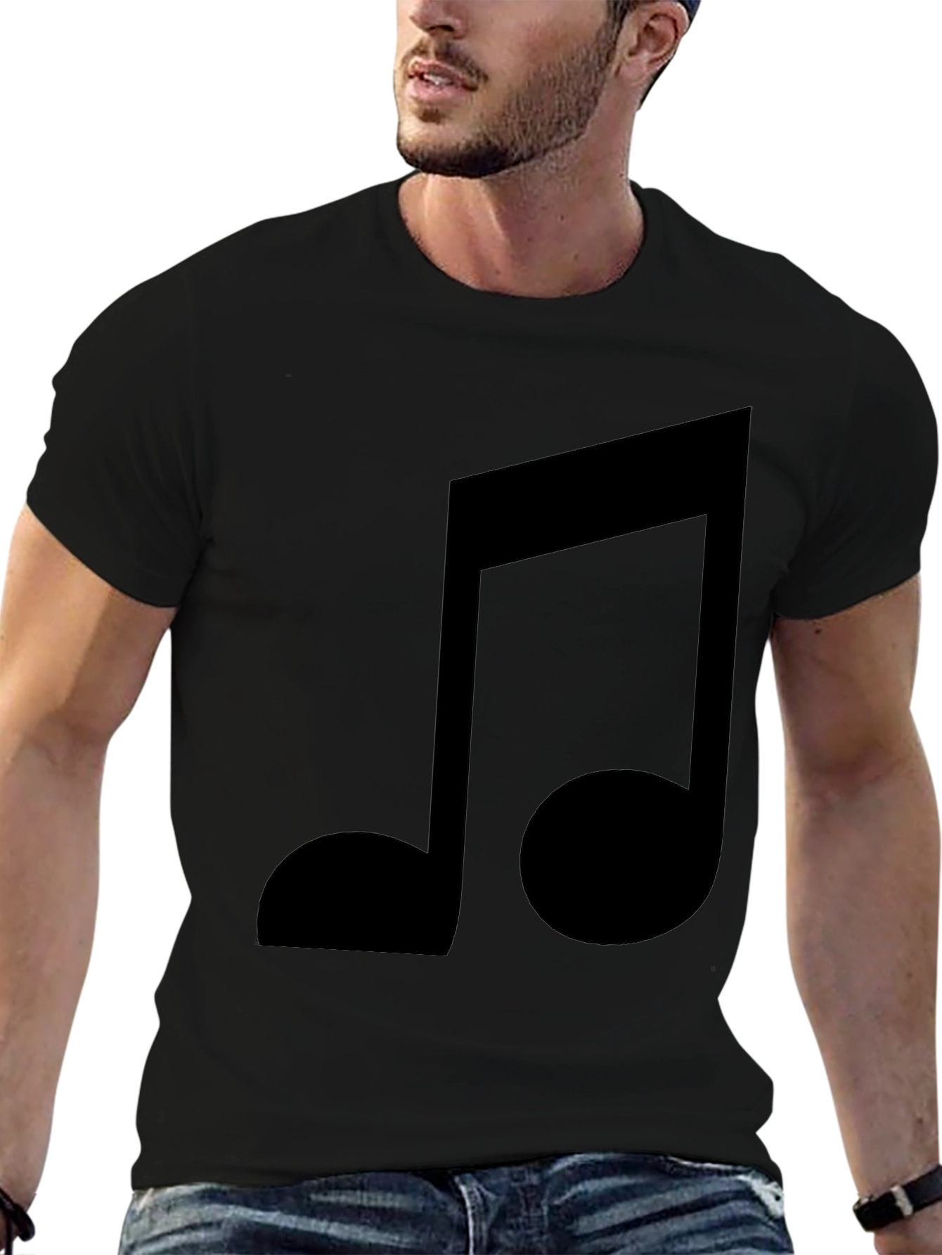 Music Note Graphic Black T-Shirt