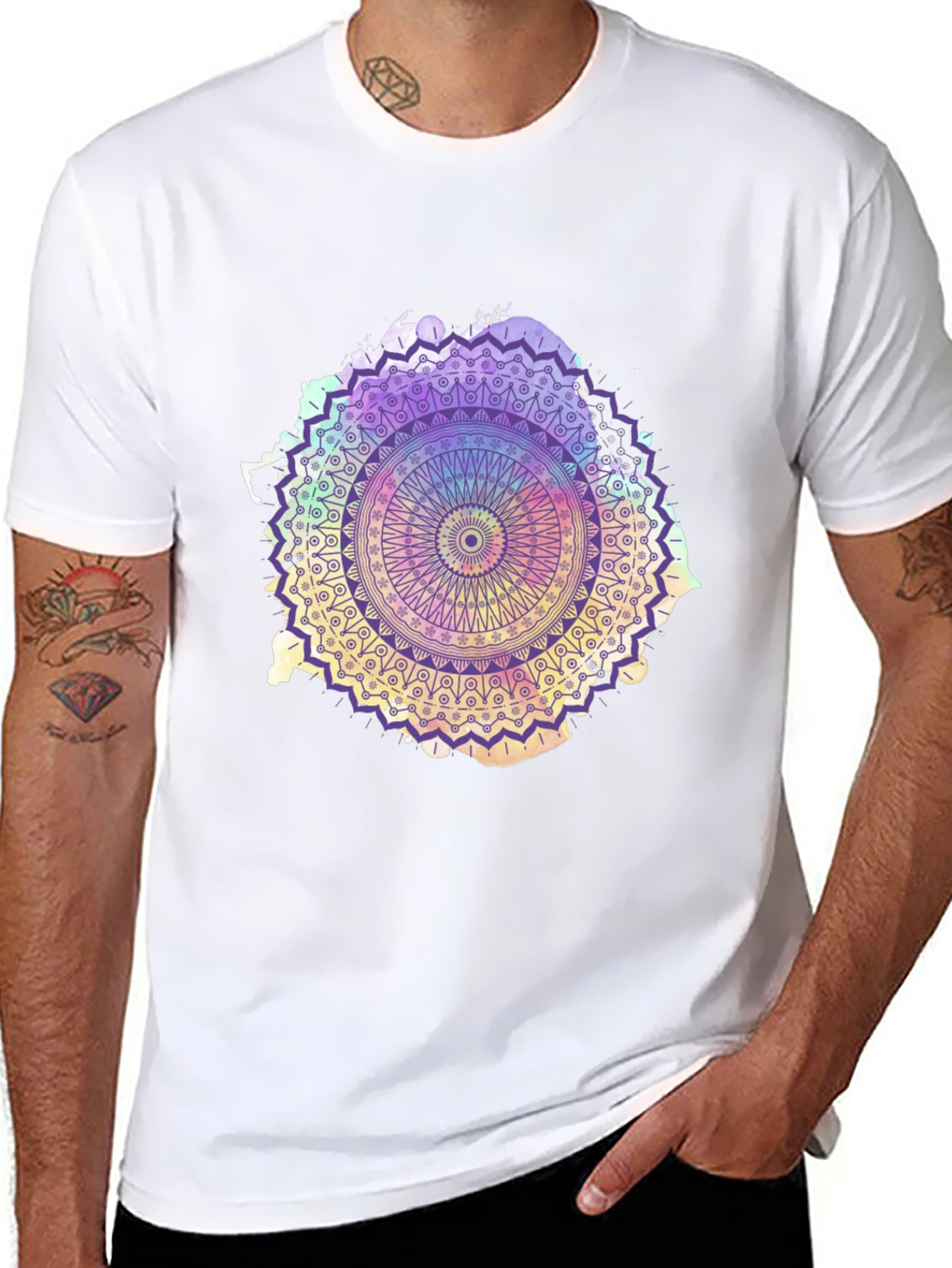 Mandala Print Black T-Shirt
