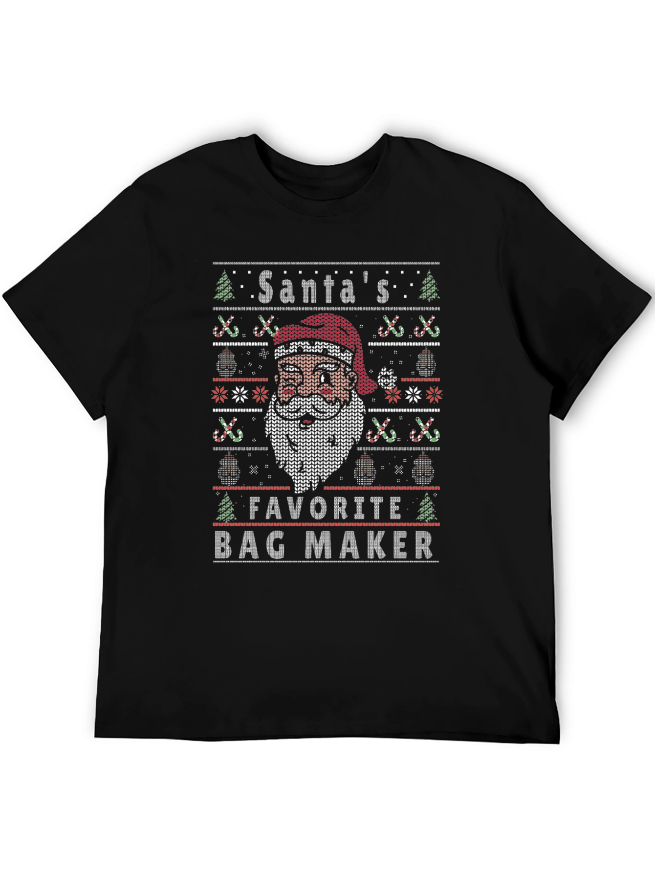 Santas Favorite Bag Maker Christmas Knit T-Shirt