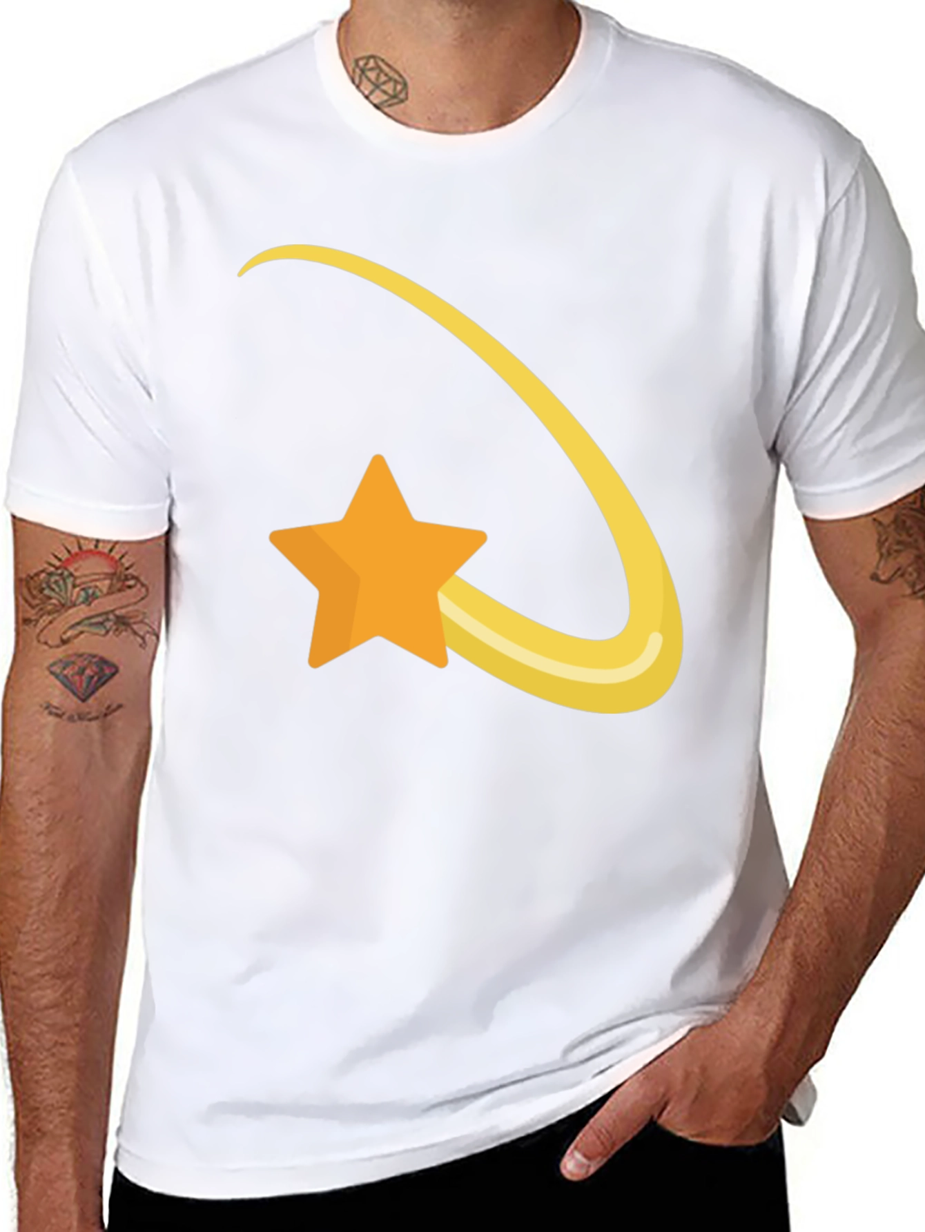 Shooting Star Graphic Tee - Soft Black Cotton T-Shirt