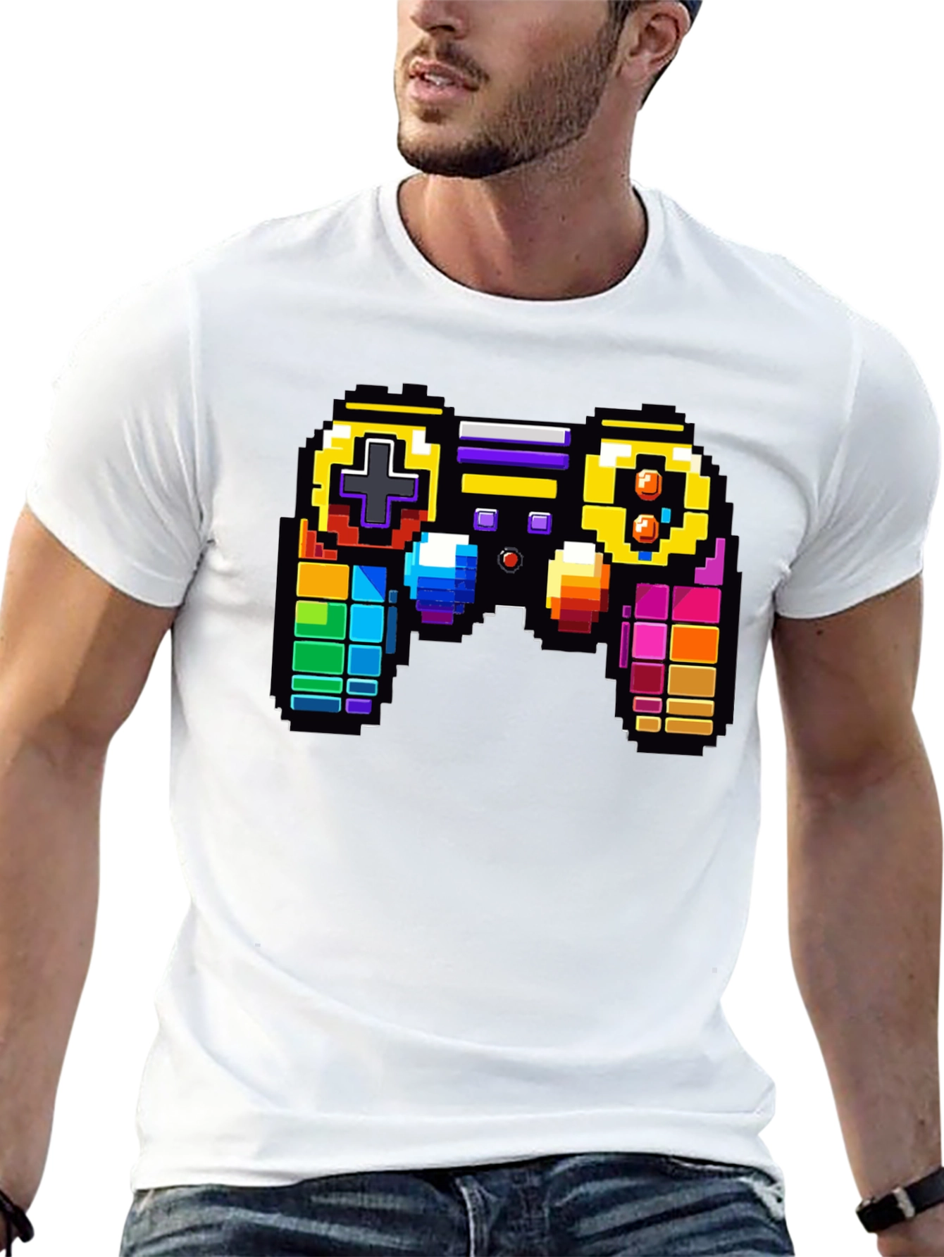 Retro Pixel Game Controller Graphic Tee - Gamer Style