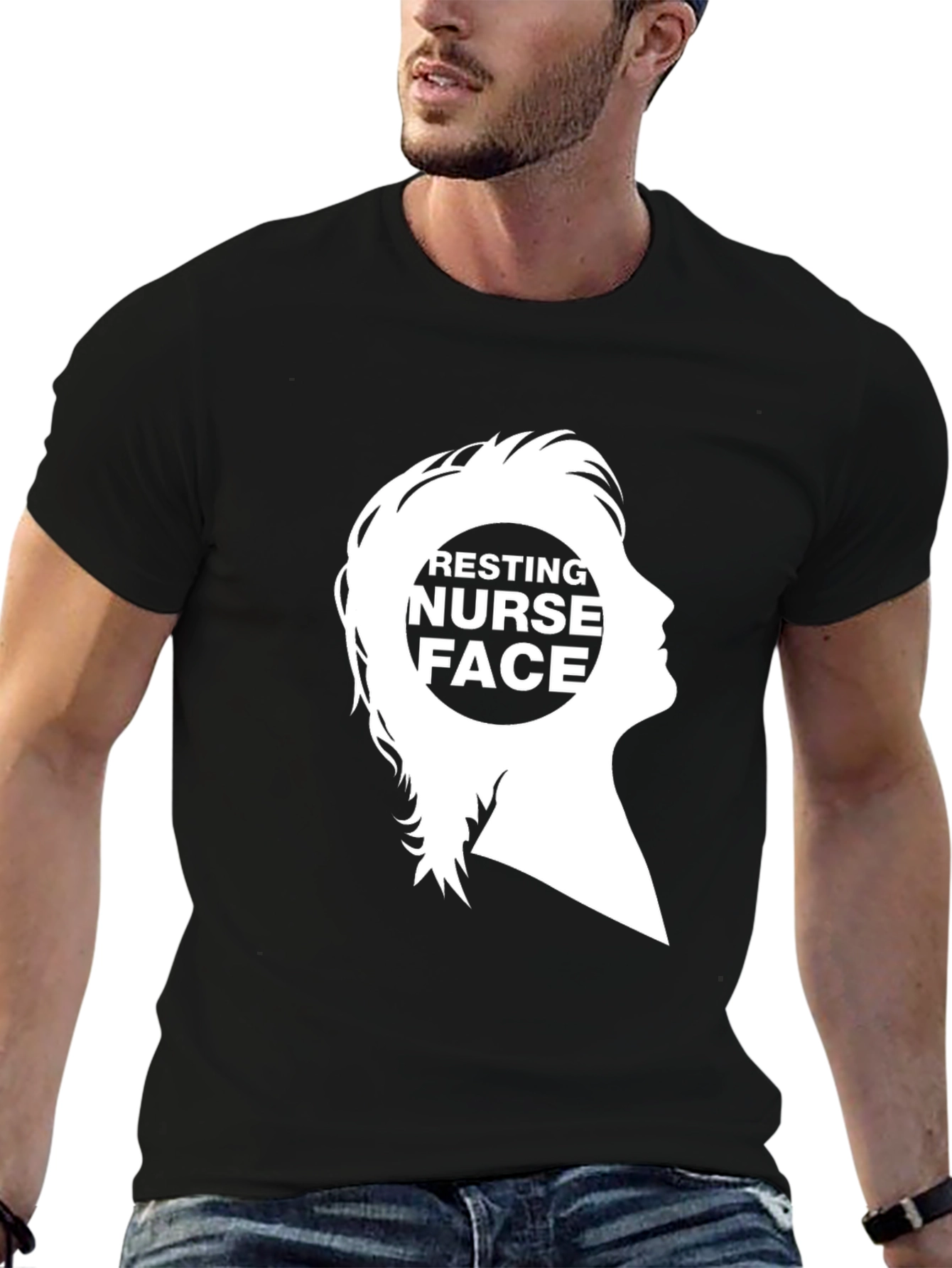 Resting Nurse Face Graphic Tee - Black Cotton T-Shirt