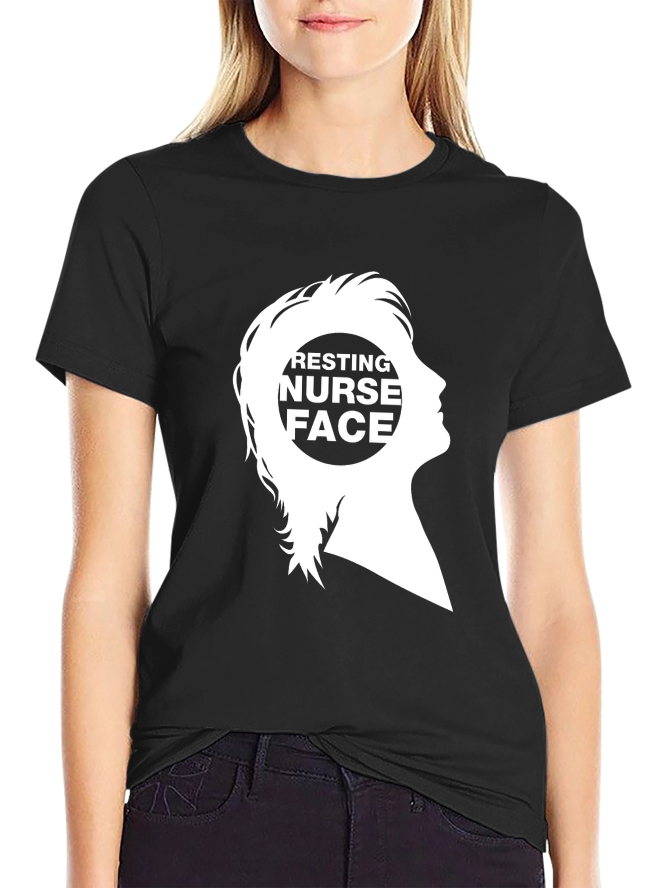 Resting Nurse Face Graphic Tee - Black Cotton T-Shirt