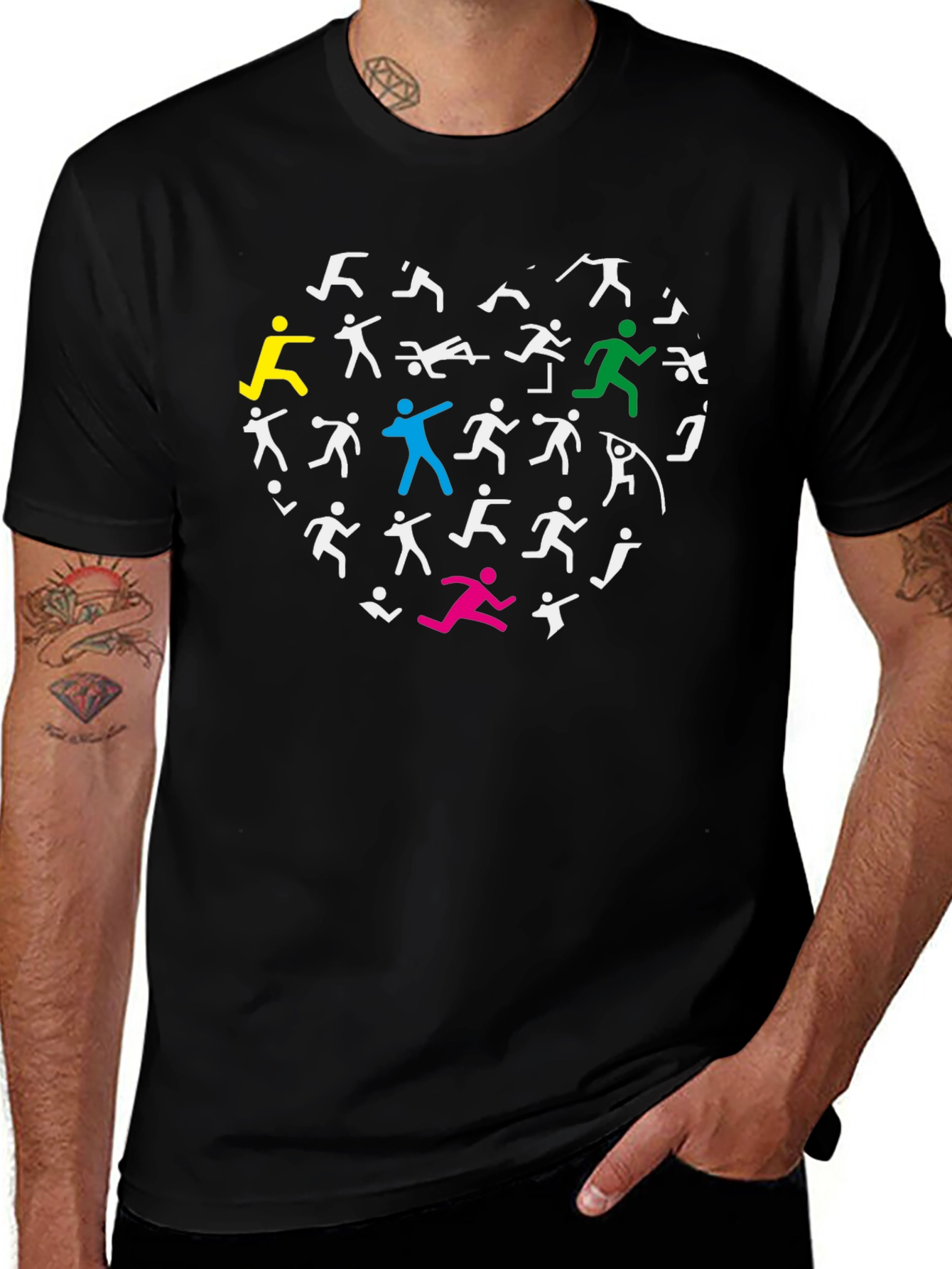 Athletic Heart Graphic T-Shirt - Black