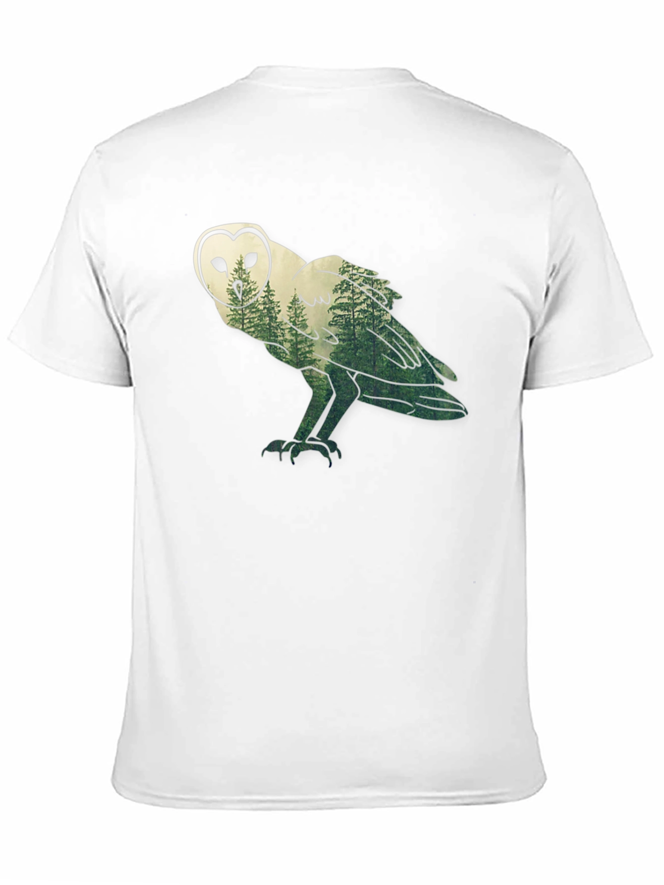 Owl Forest Graphic Print Black T-Shirt