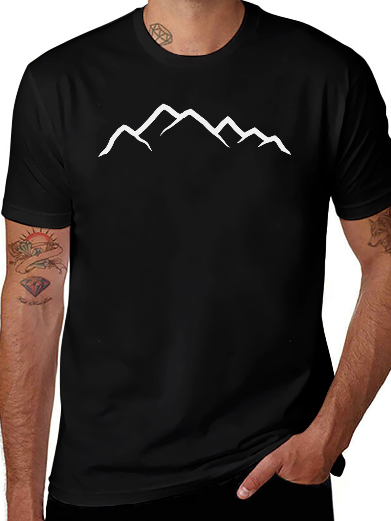 Mountain Peak Graphic Tee - Black Casual T-Shirt