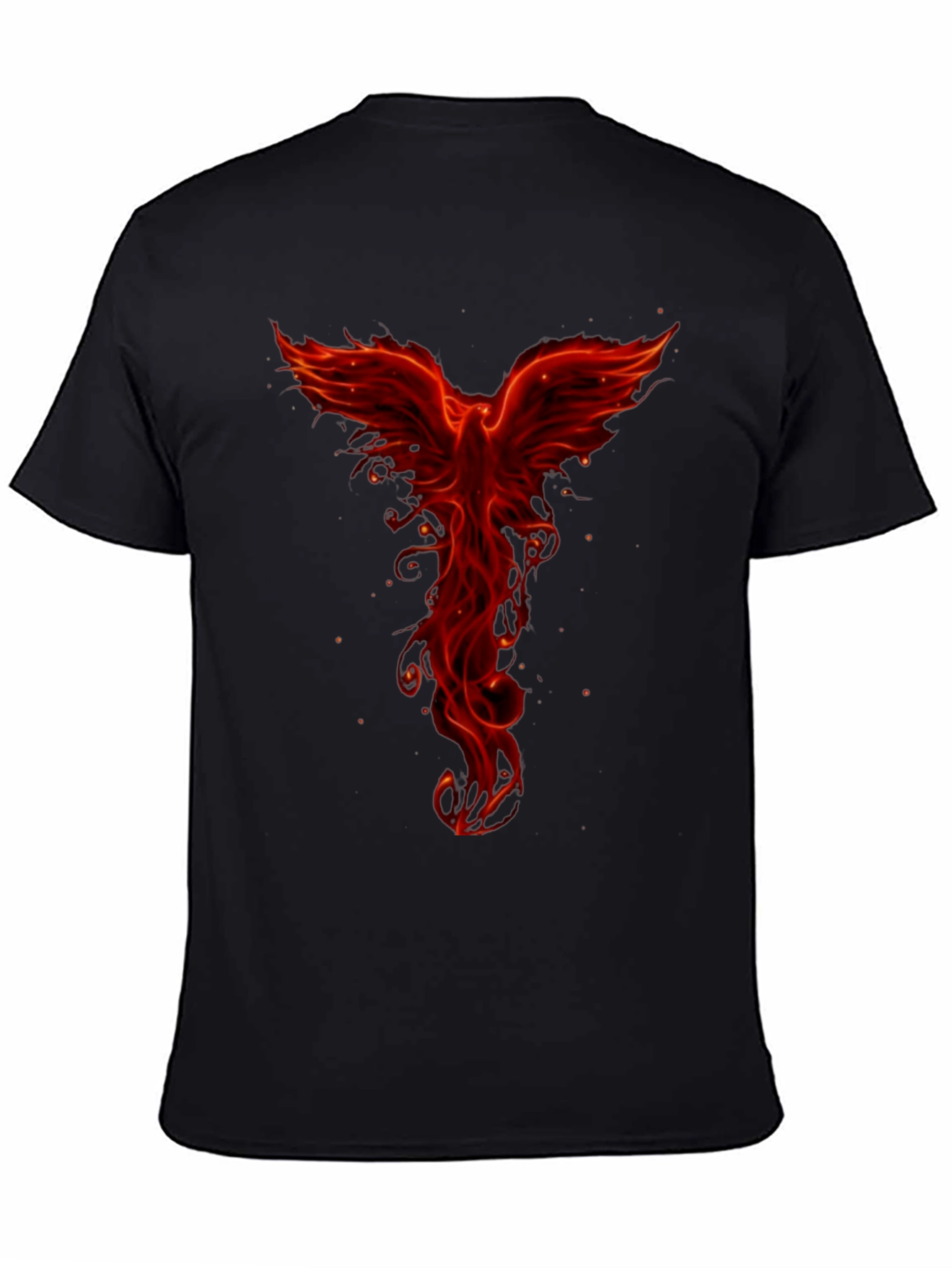 Fiery Phoenix Graphic Tee - Black Cotton Blend