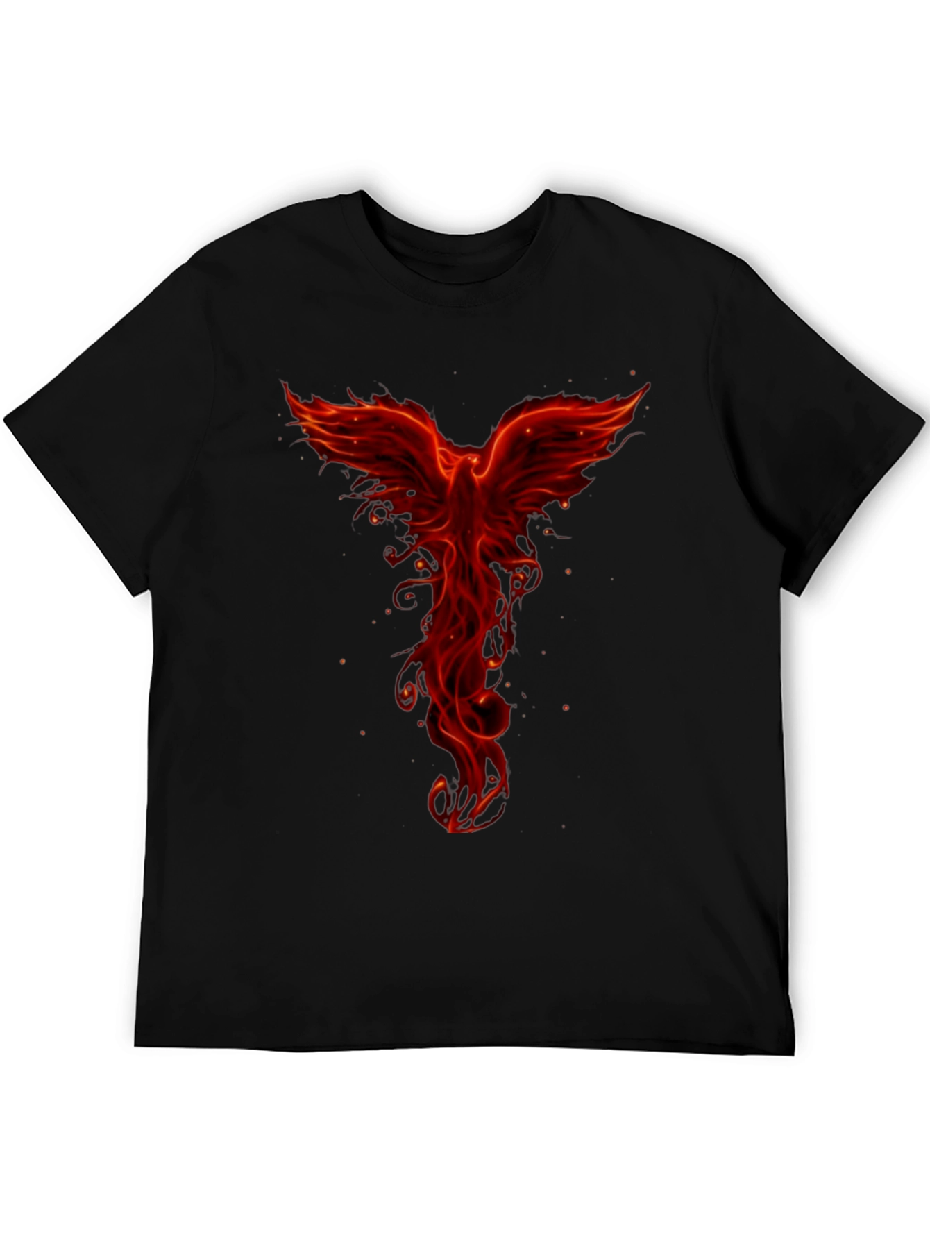 Fiery Phoenix Graphic Tee - Black Cotton Blend