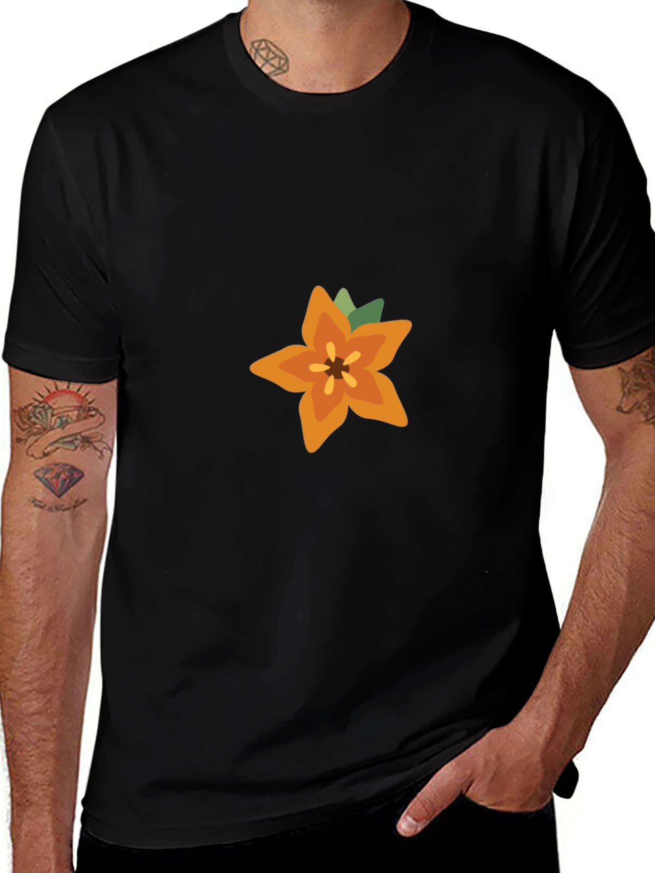 Floral Print Black T-Shirt