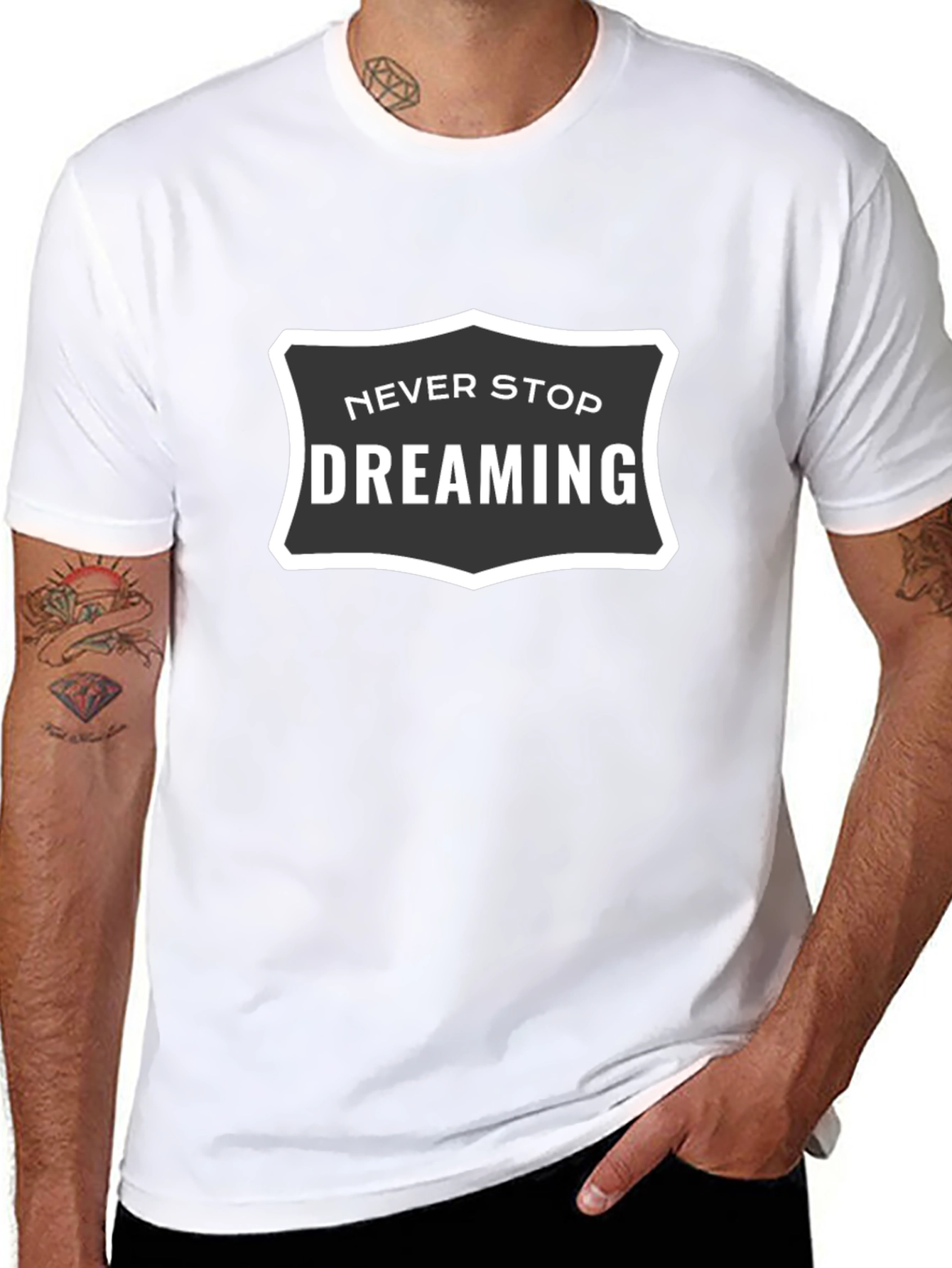 Never Stop Dreaming Black Graphic Tee