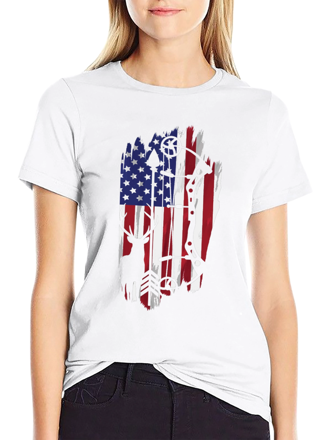 American Flag Deer Hunting T-Shirt