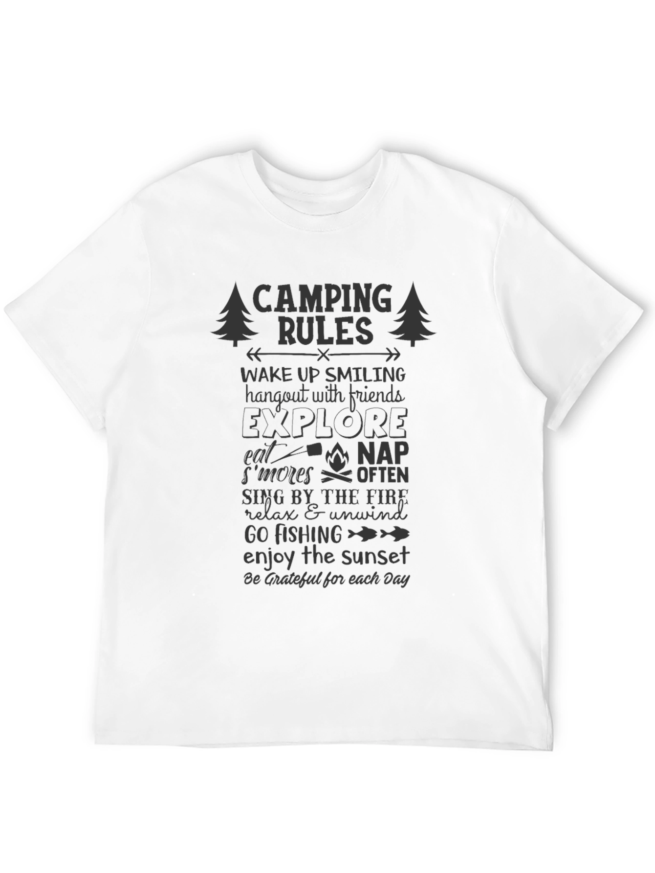 Camping Rules Graphic Tee - Adventure Ready T-Shirt