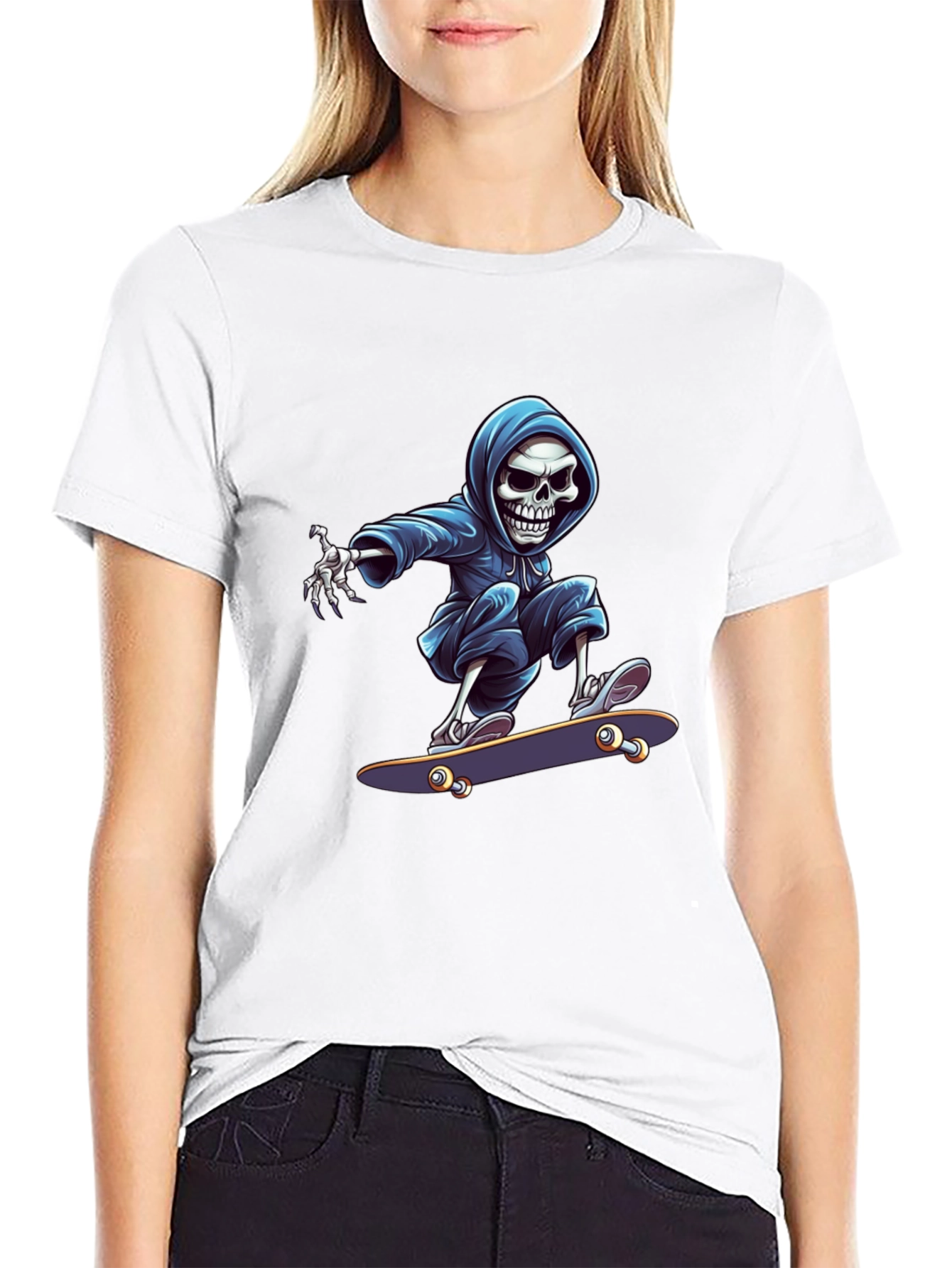 Skateboarding Skeleton T-Shirt - Cool Graphic Tee