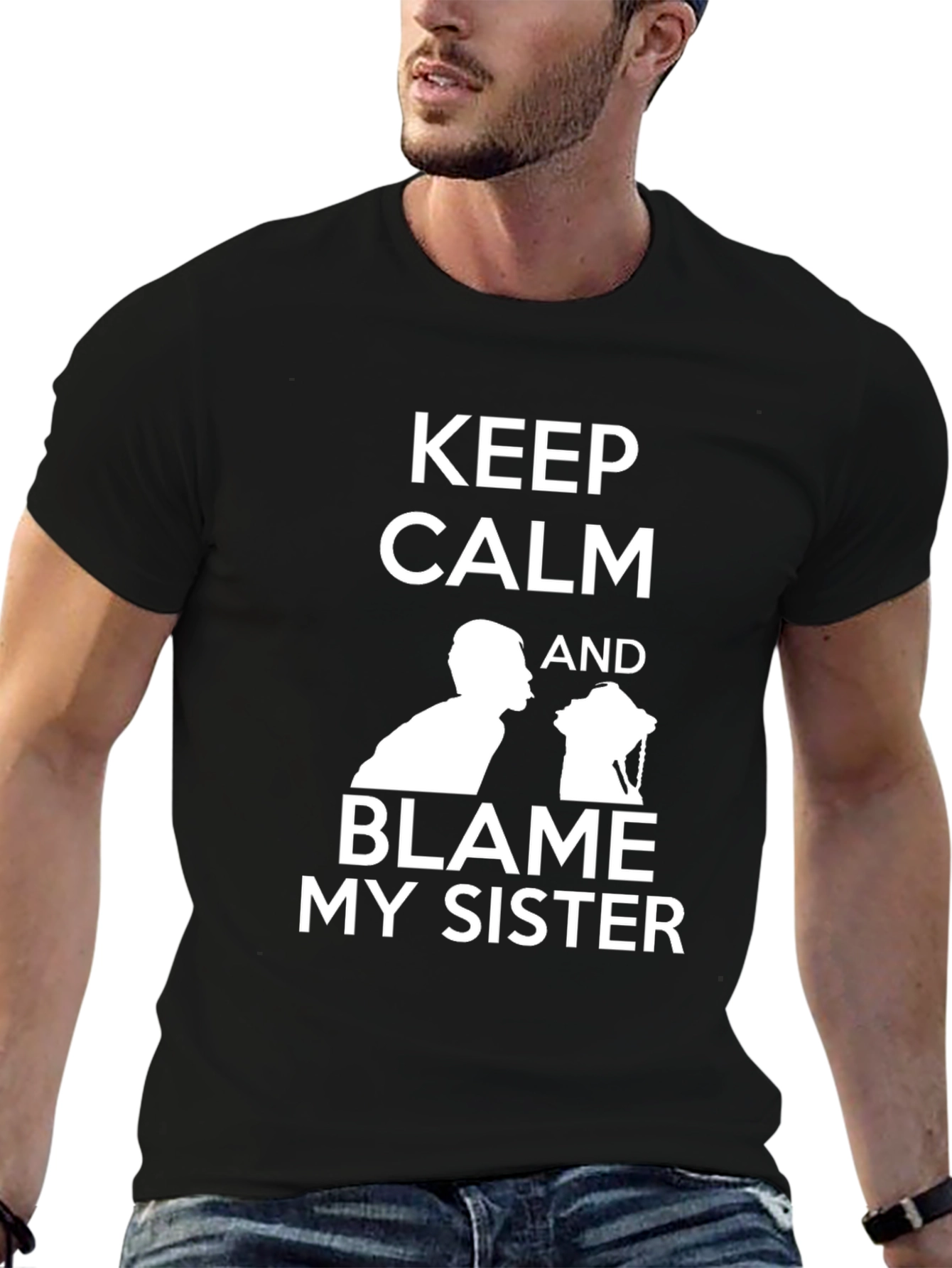 Keep Calm Blame My Sister Graphic T-Shirt
