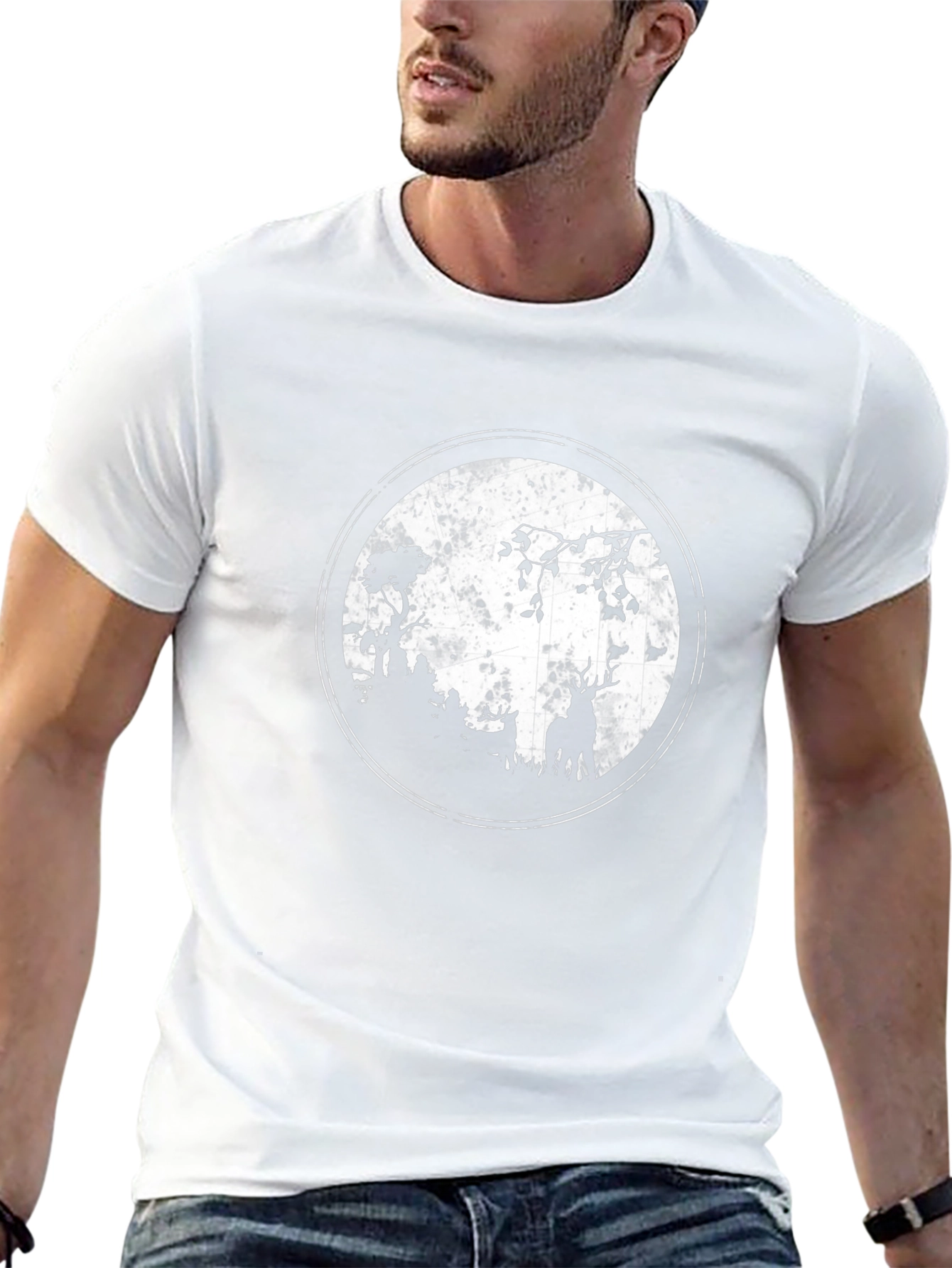 Deer Silhouette Graphic Tee - Black