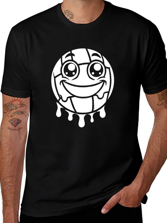 Funny Volleyball Smiley Face Black T-Shirt