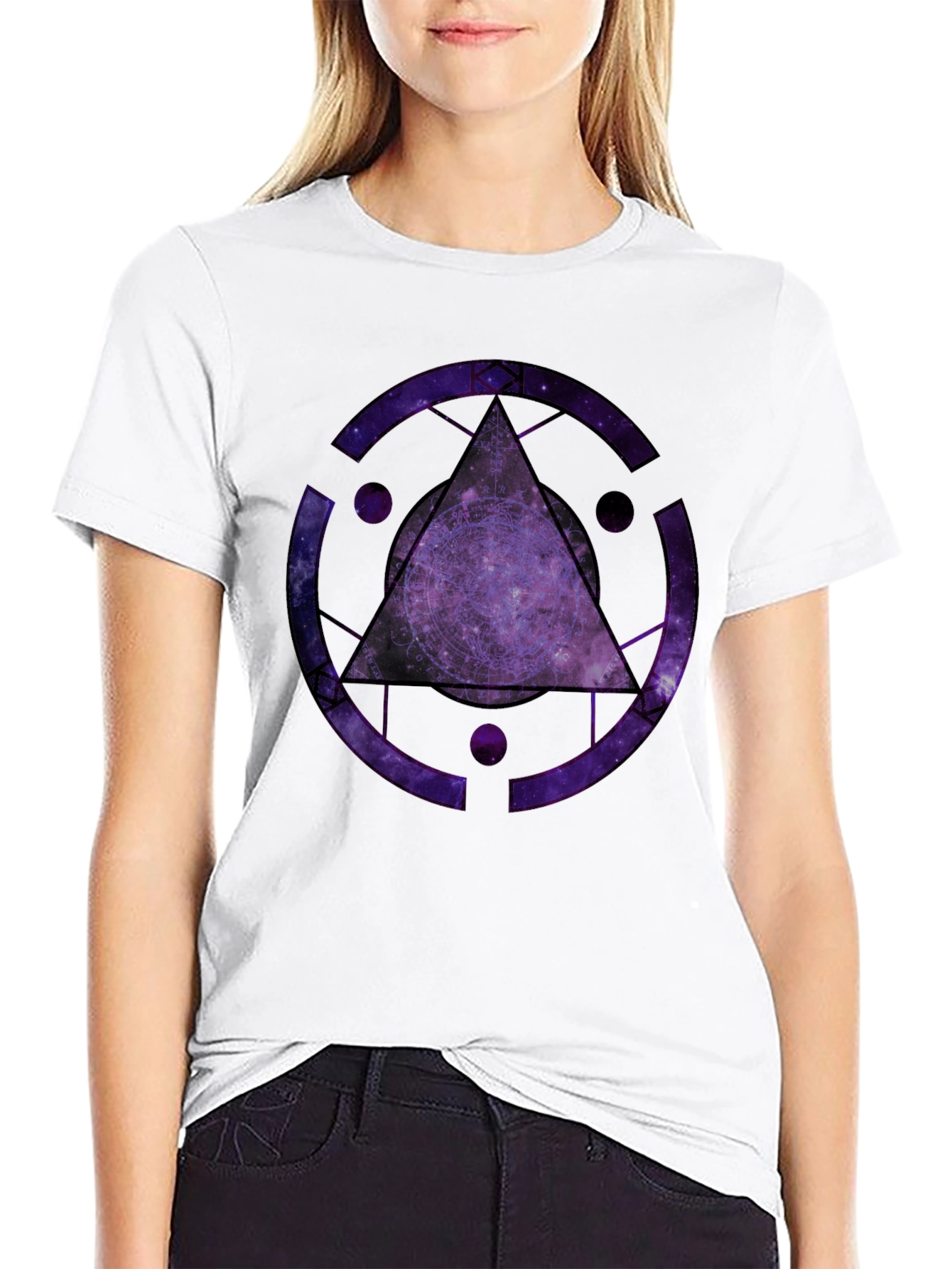Cosmic Triangle Graphic Black T-Shirt