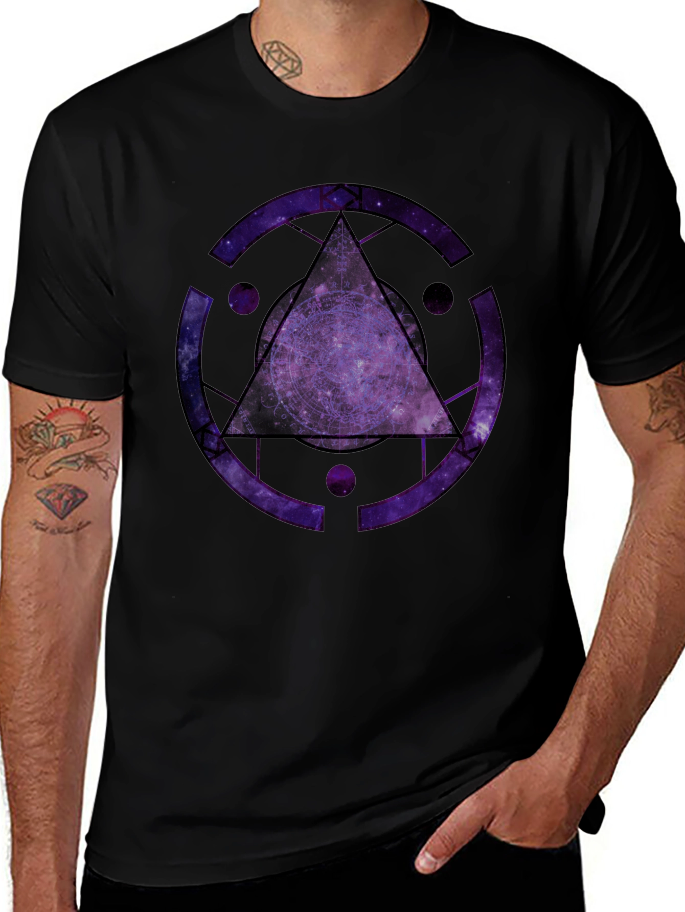 Cosmic Triangle Graphic Black T-Shirt