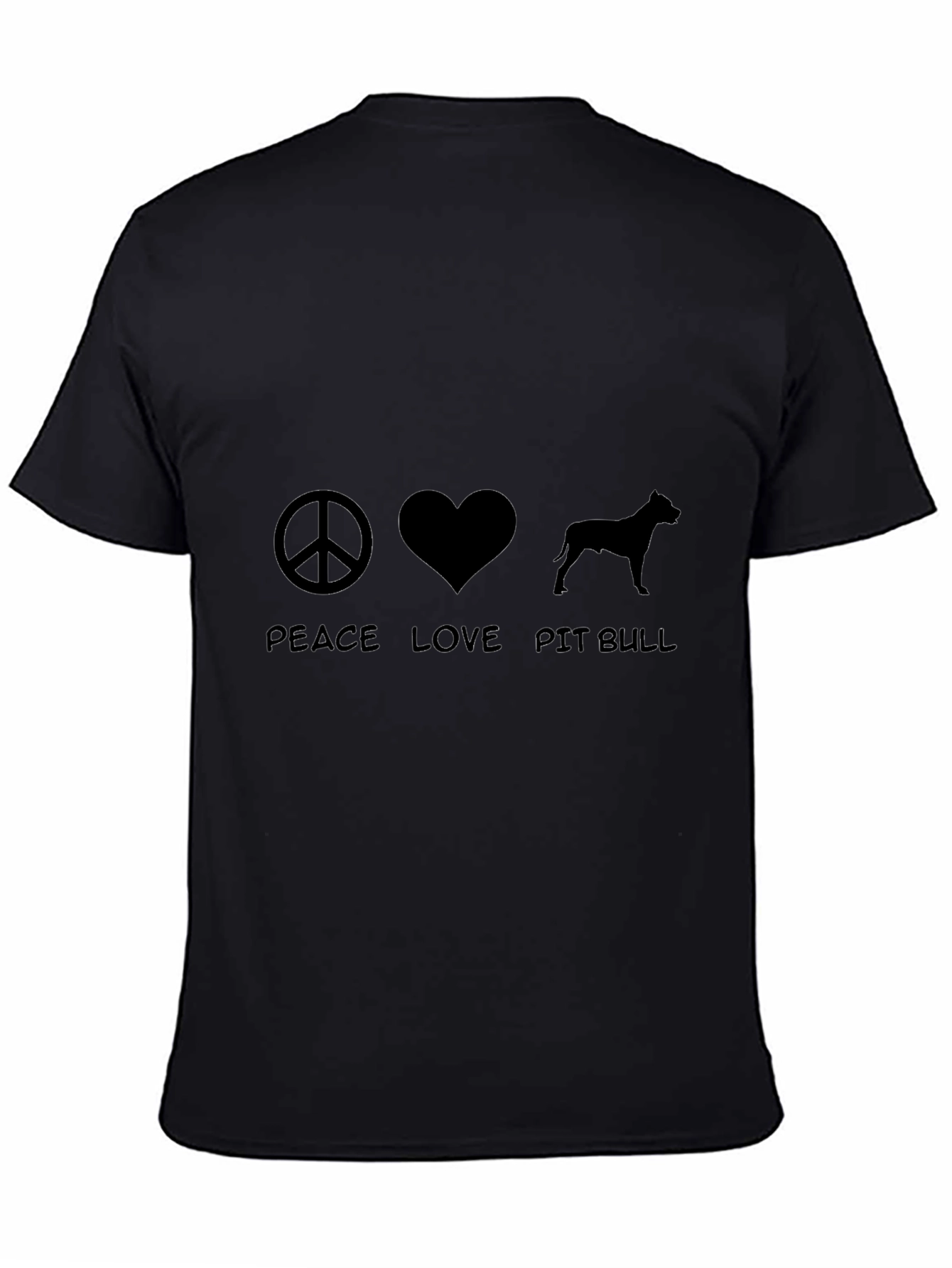 Peace Love Pit Bull Black T-Shirt