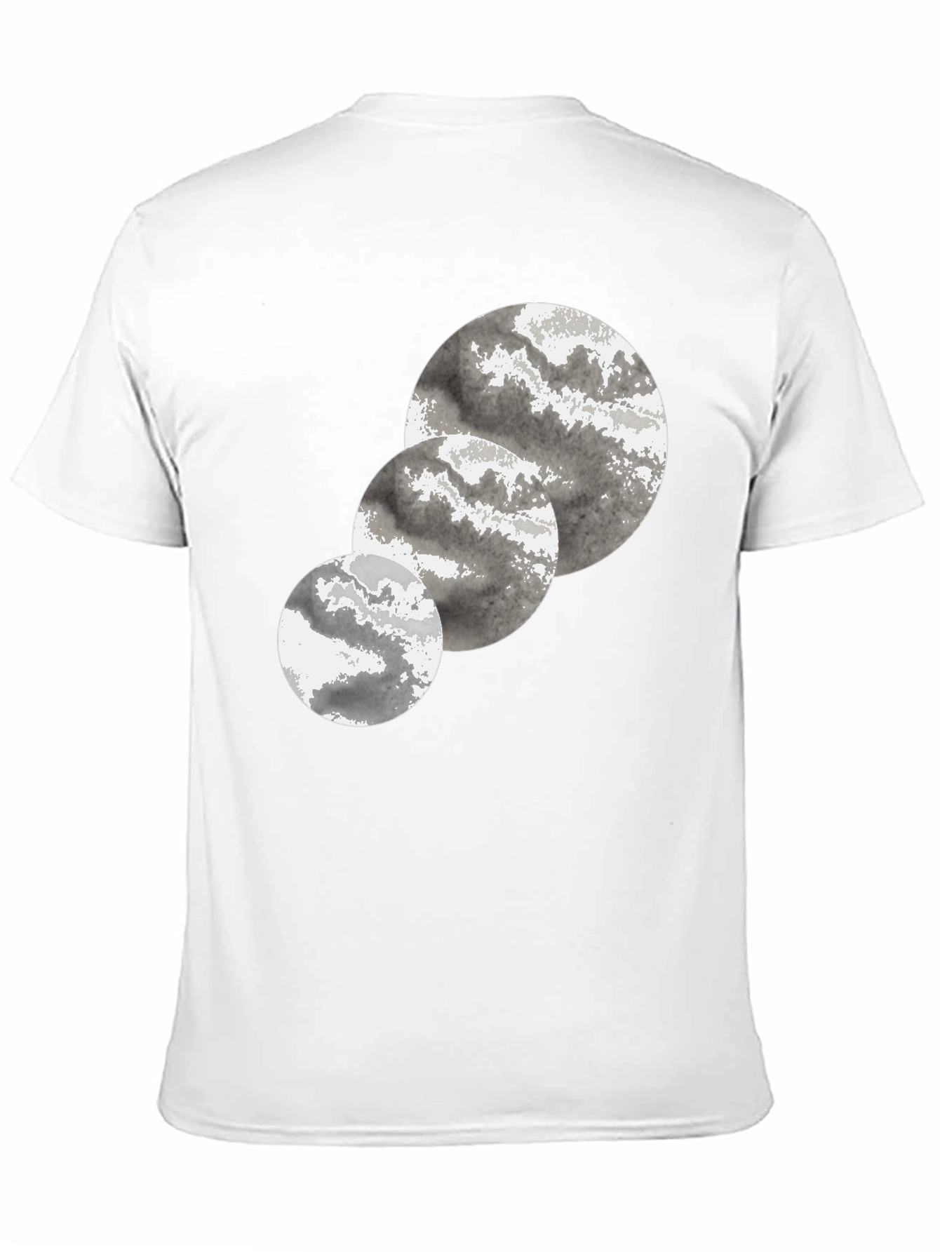 Abstract Three-Circle Graphic Tee - Black Cotton Casual T-Shirt