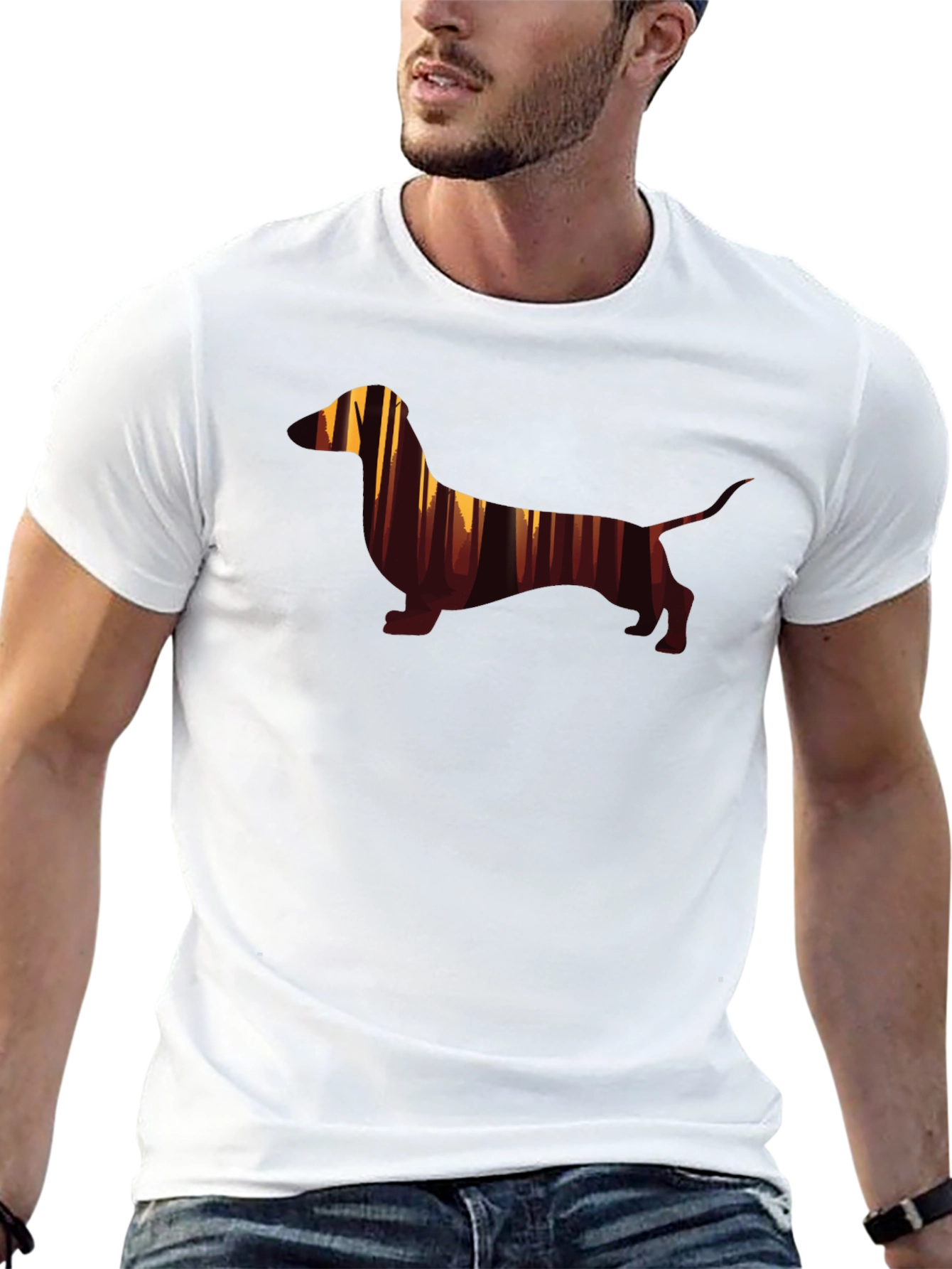 Dachshund Forest Silhouette Graphic Tee