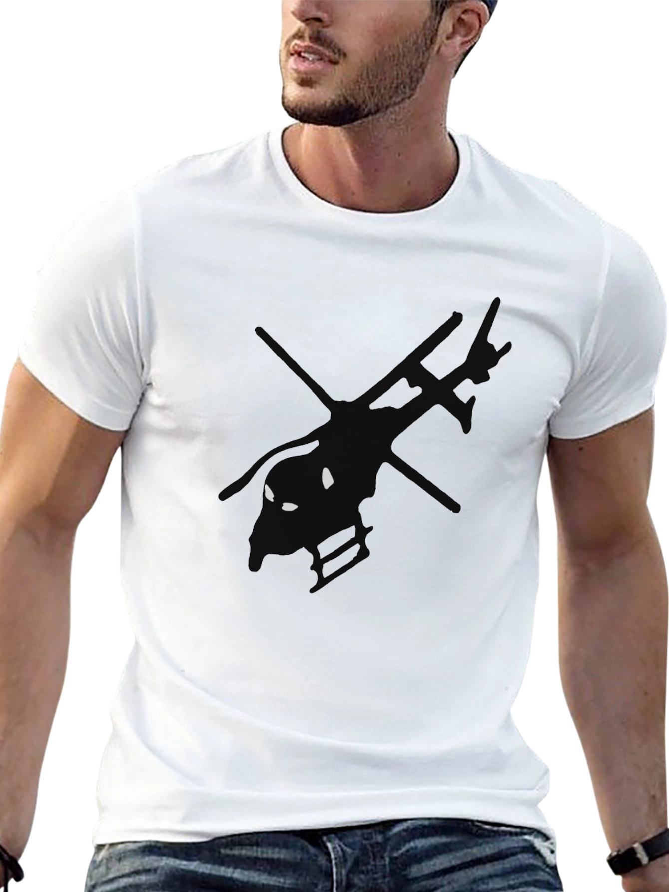 Black Helicopter Graphic Tee - Unique Design
