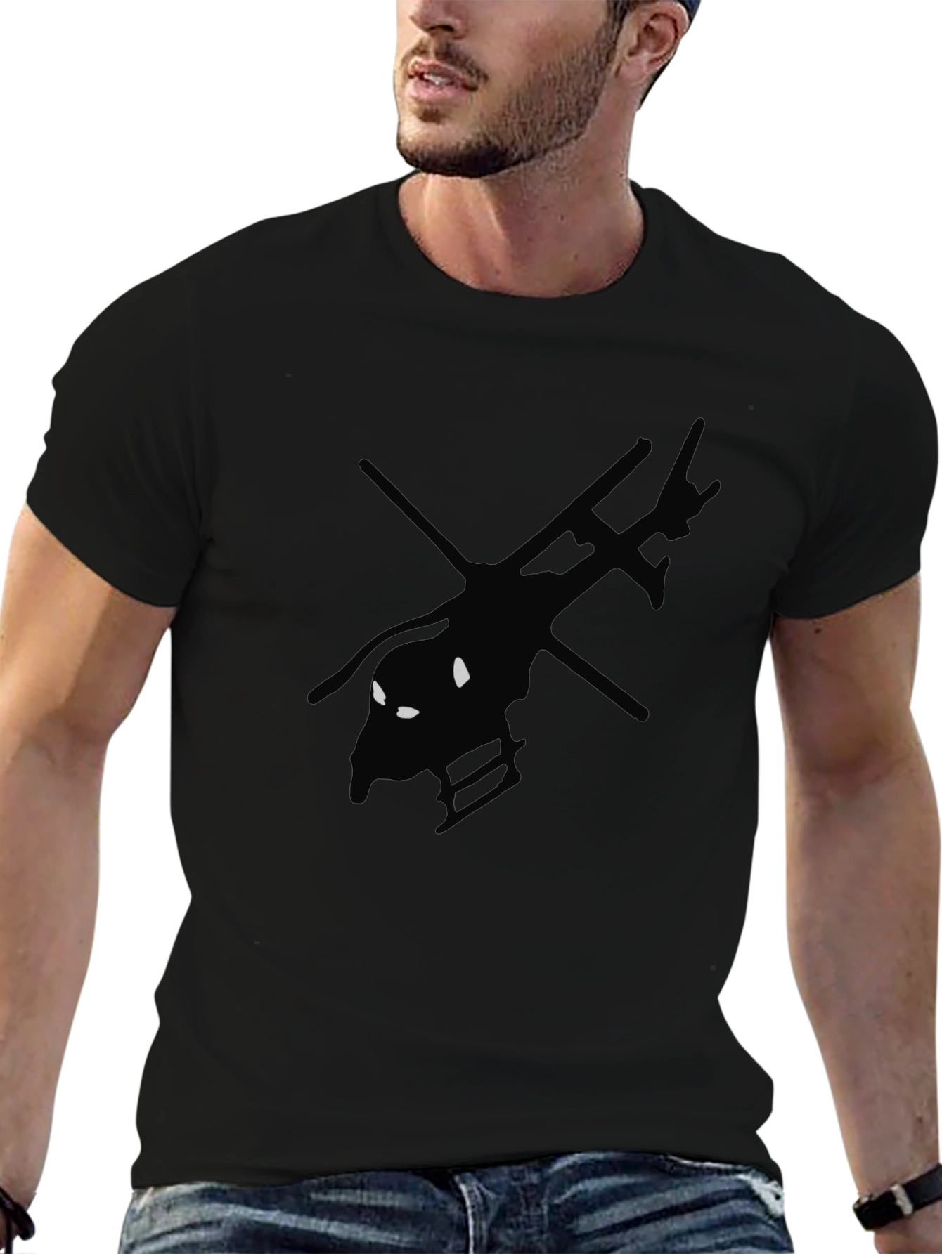 Black Helicopter Graphic Tee - Unique Design