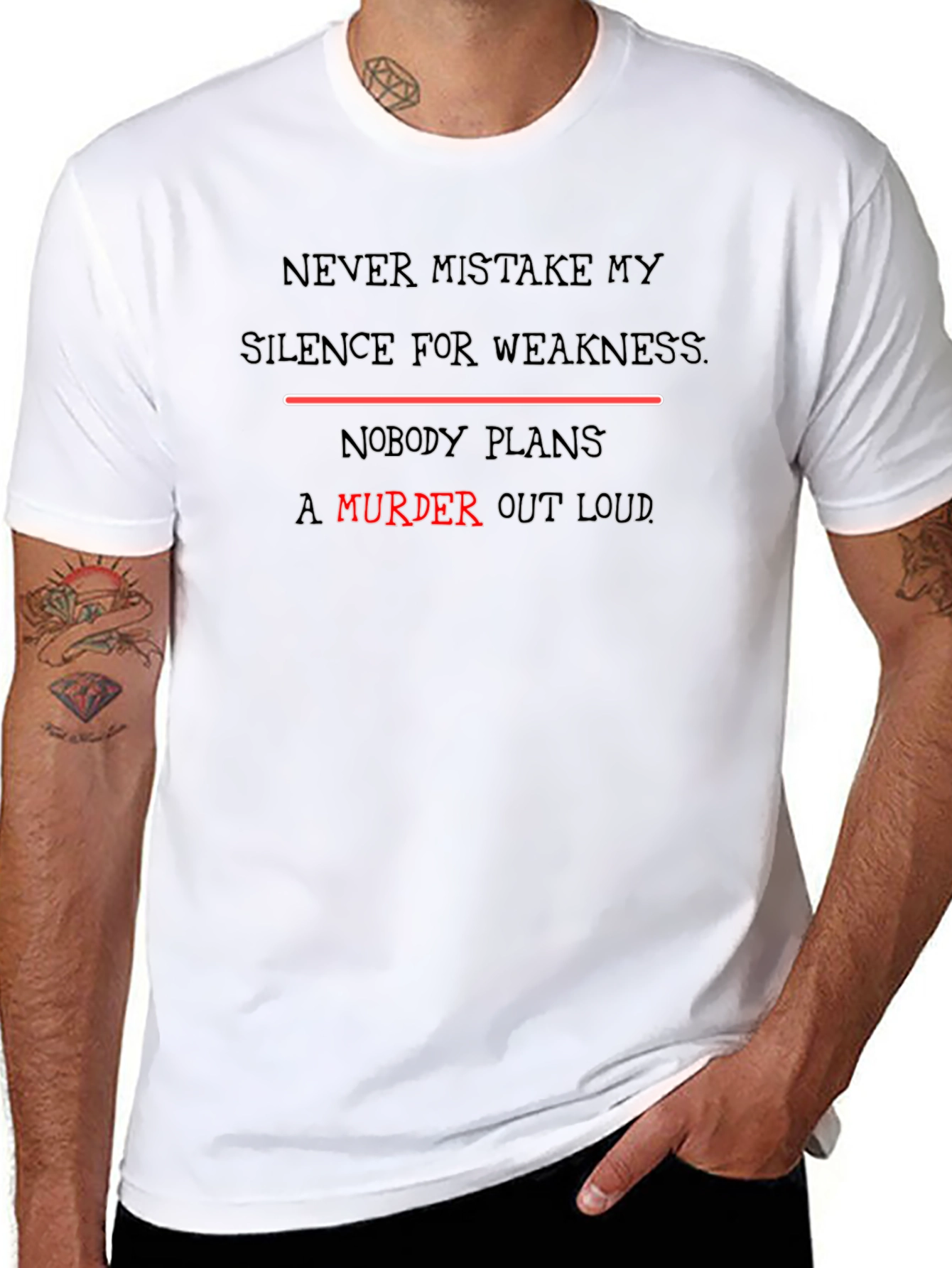 Edgy Slogan Tee - Never Mistake My Silence