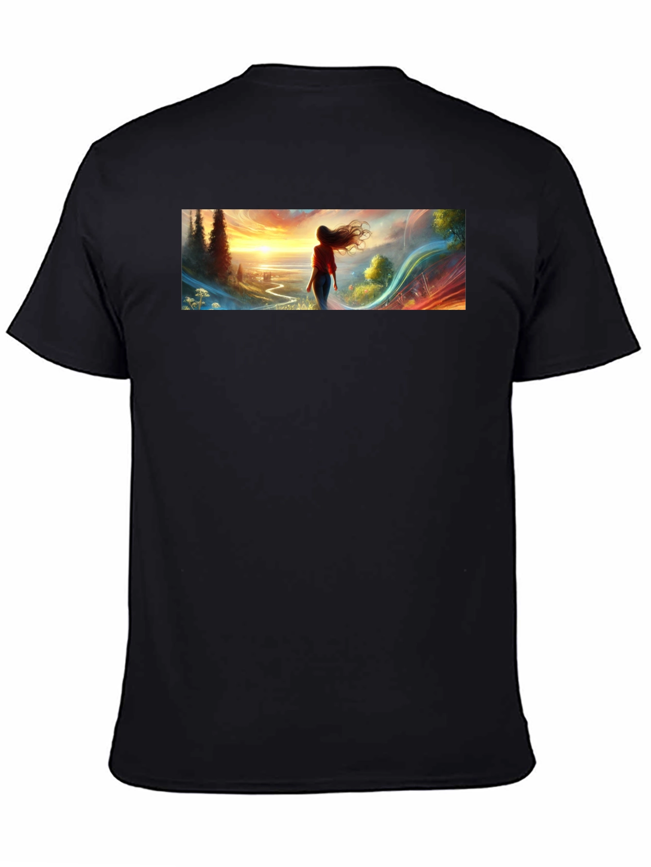 Scenic Sunset Graphic Tee - Black