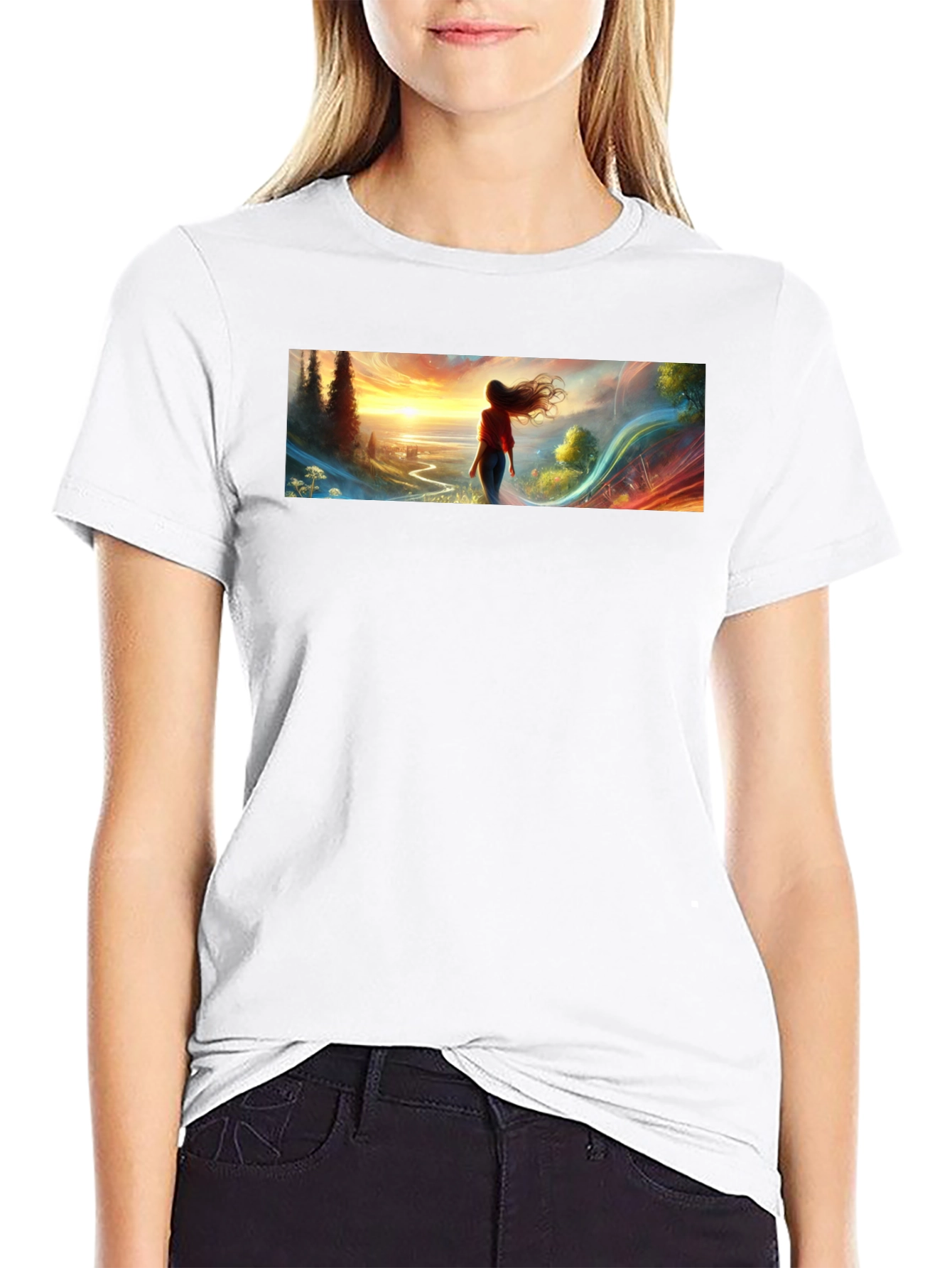 Scenic Sunset Graphic Tee - Black