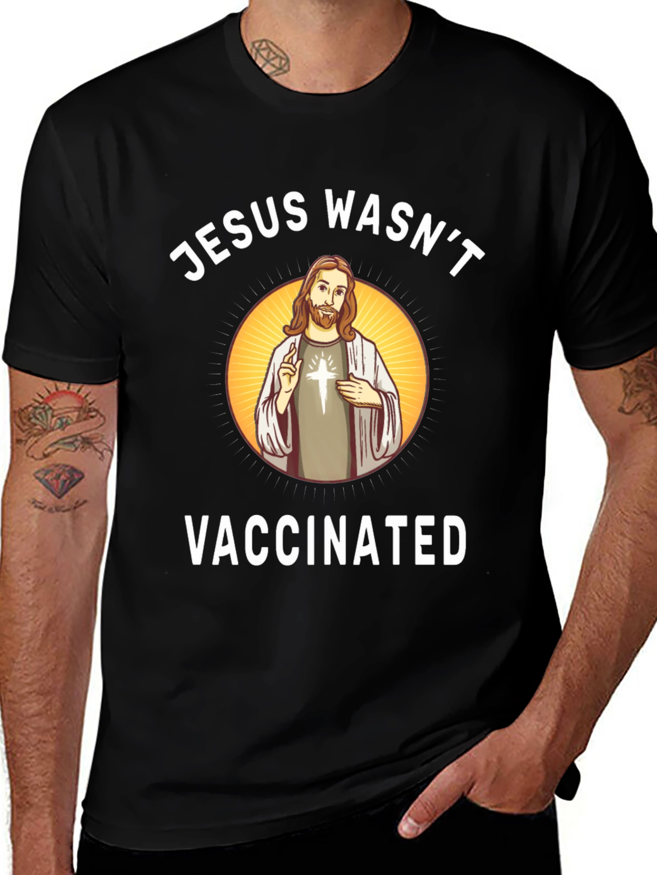 Jesus Wasnt Vaccinated T-Shirt Funny Anti-Vax