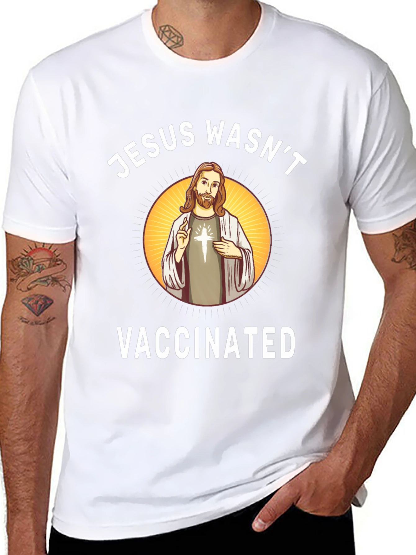 Jesus Wasnt Vaccinated T-Shirt Funny Anti-Vax