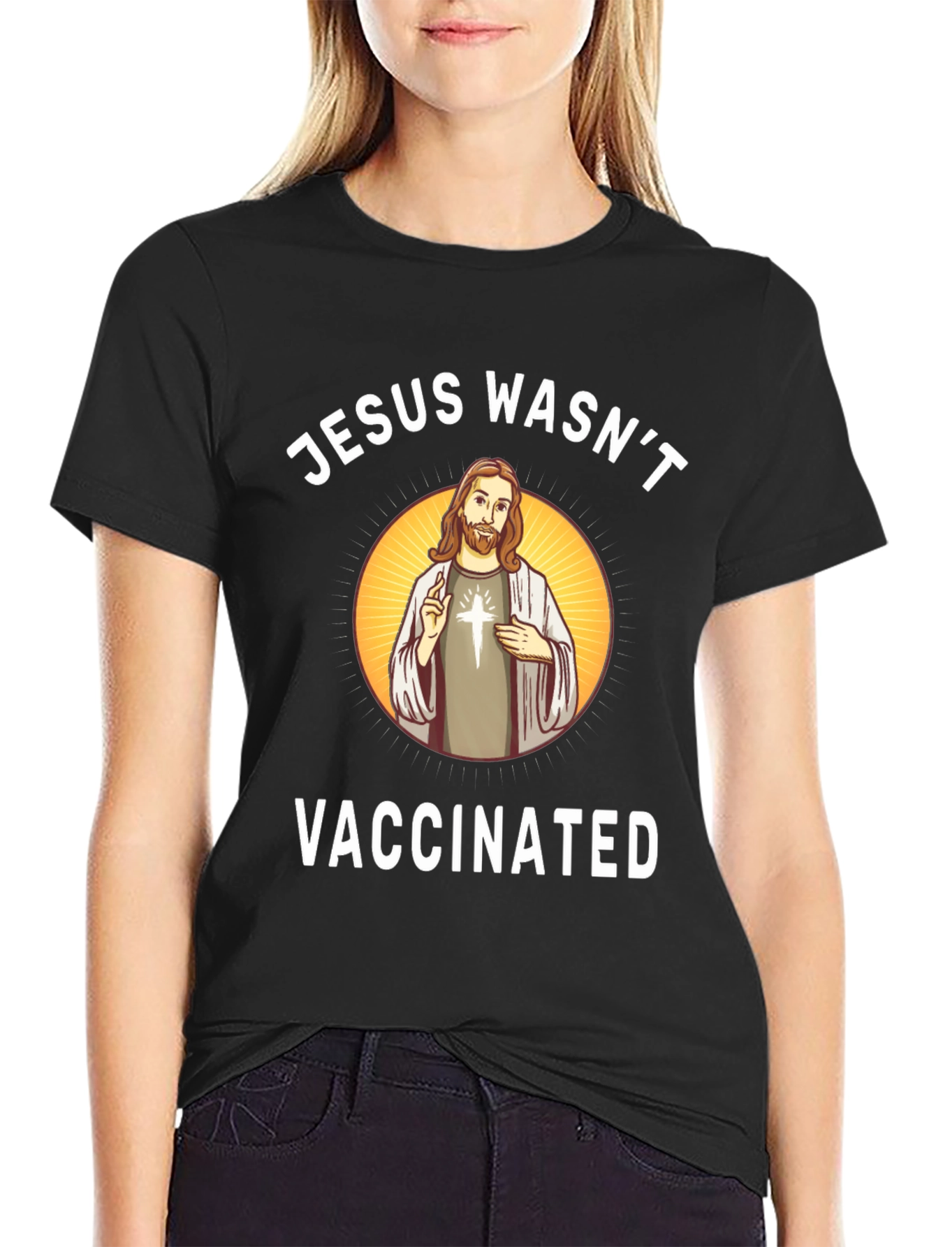 Jesus Wasnt Vaccinated T-Shirt Funny Anti-Vax