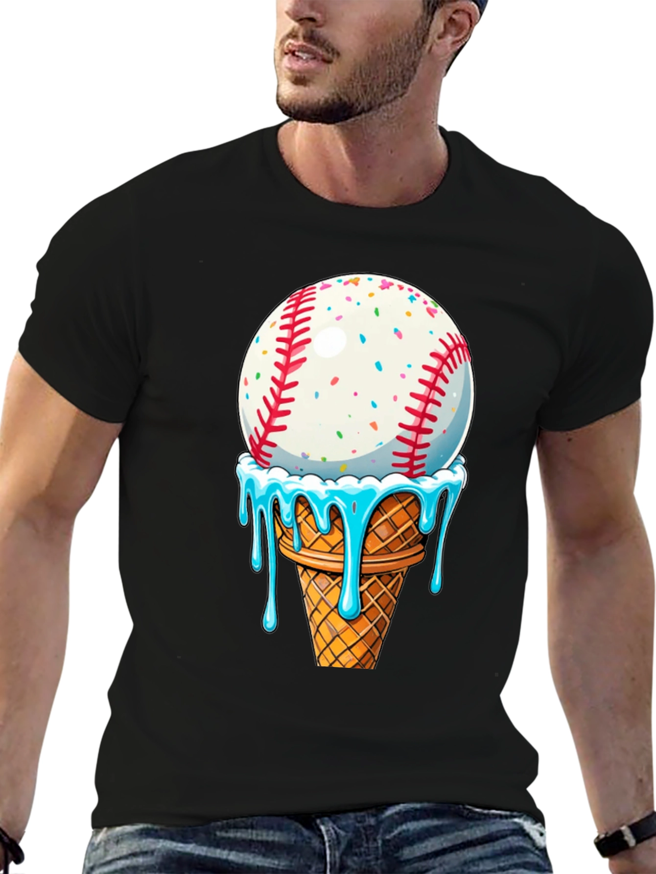 Baseball Ice Cream Cone Graphic Tee