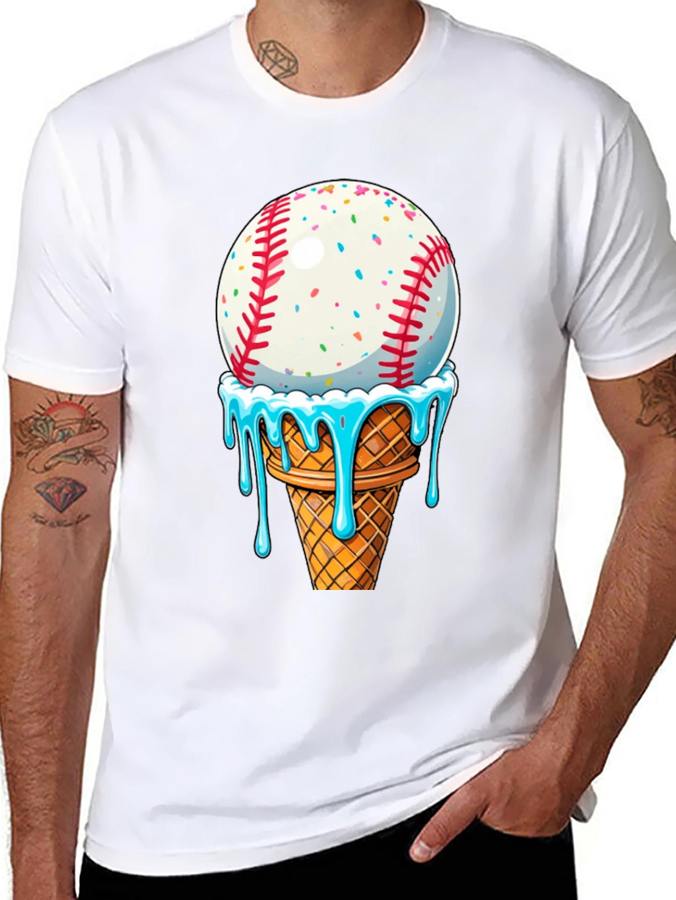 Baseball Ice Cream Cone Graphic Tee