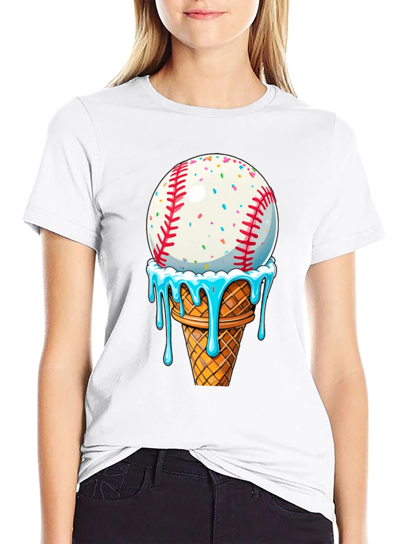 Baseball Ice Cream Cone Graphic Tee