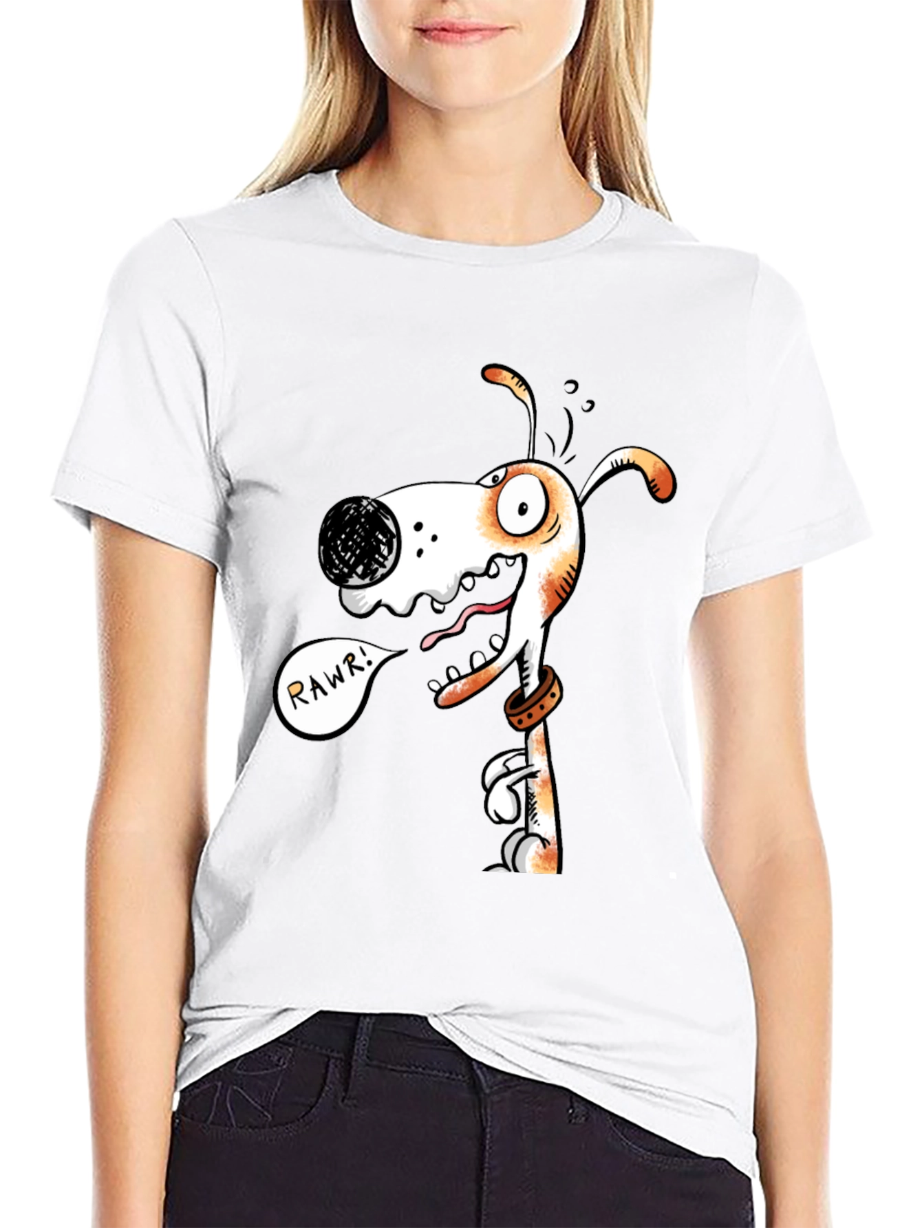 Funny Dog Graphic T-Shirt - RAWR! Black Cotton Tee
