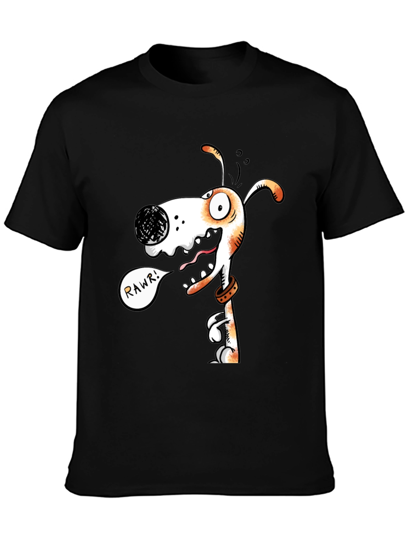 Funny Dog Graphic T-Shirt - RAWR! Black Cotton Tee