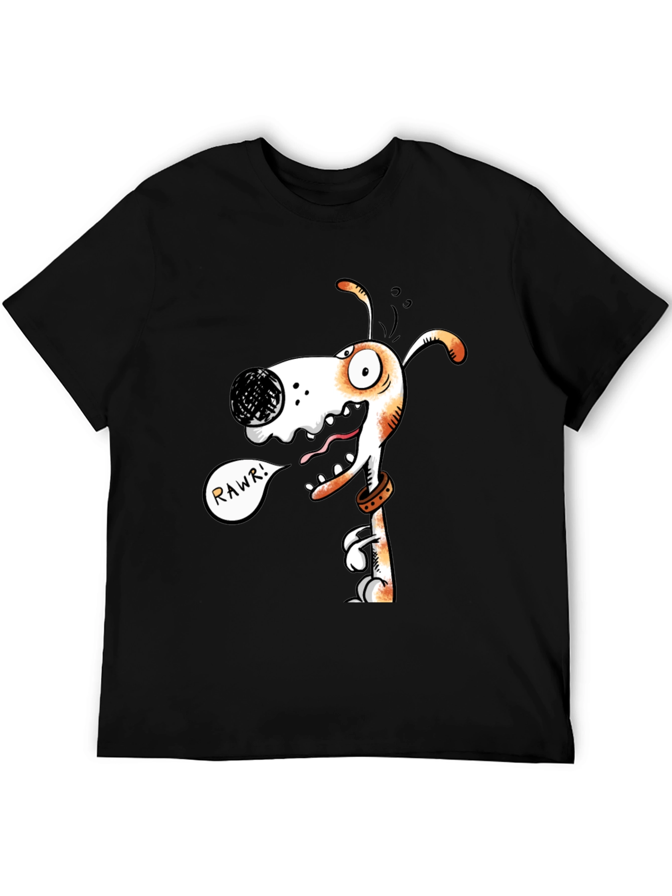 Funny Dog Graphic T-Shirt - RAWR! Black Cotton Tee
