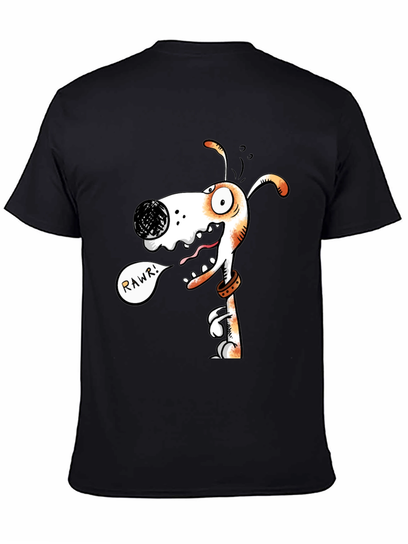Funny Dog Graphic T-Shirt - RAWR! Black Cotton Tee