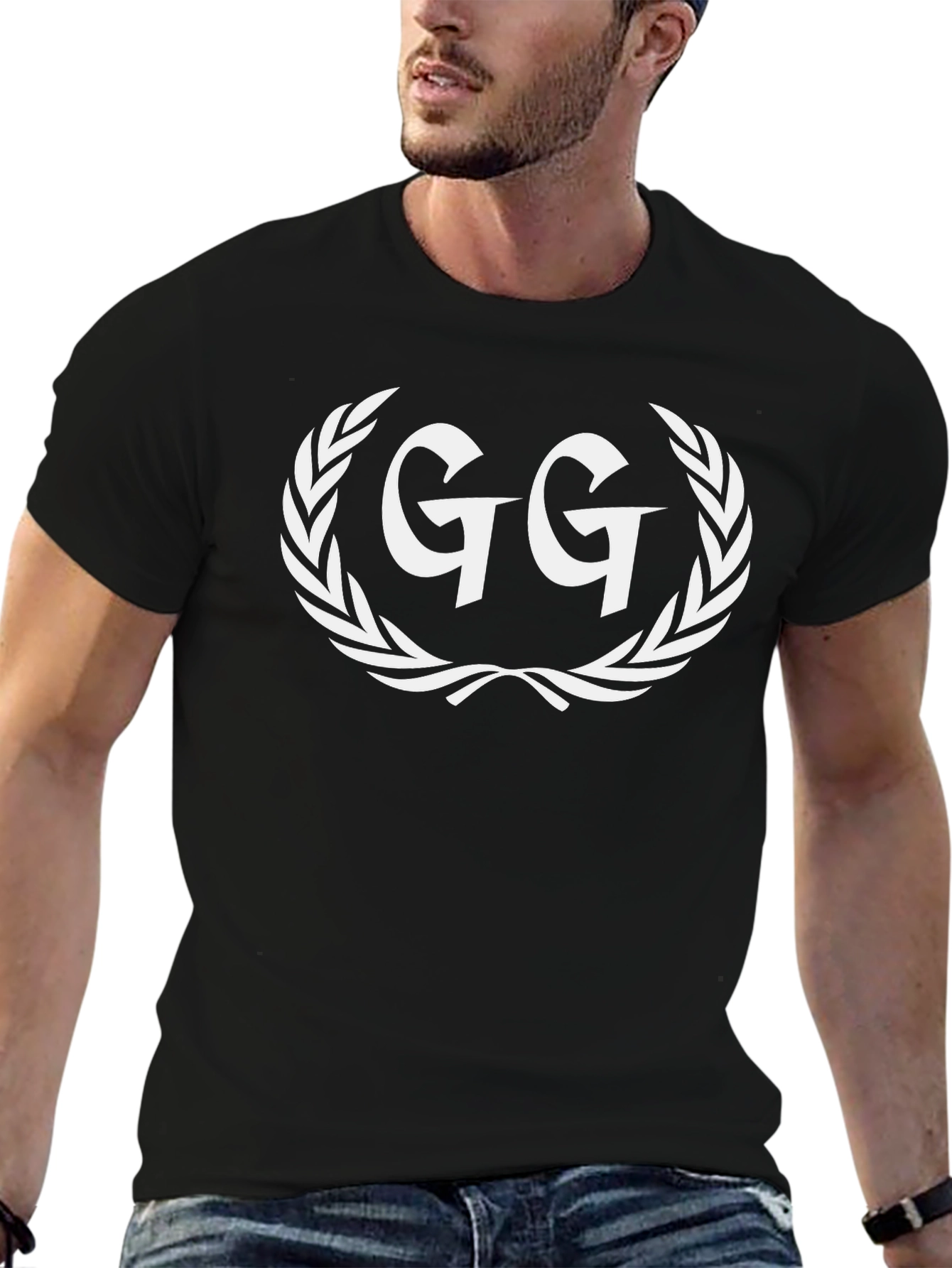 GG Laurel Wreath Graphic Tee - Black