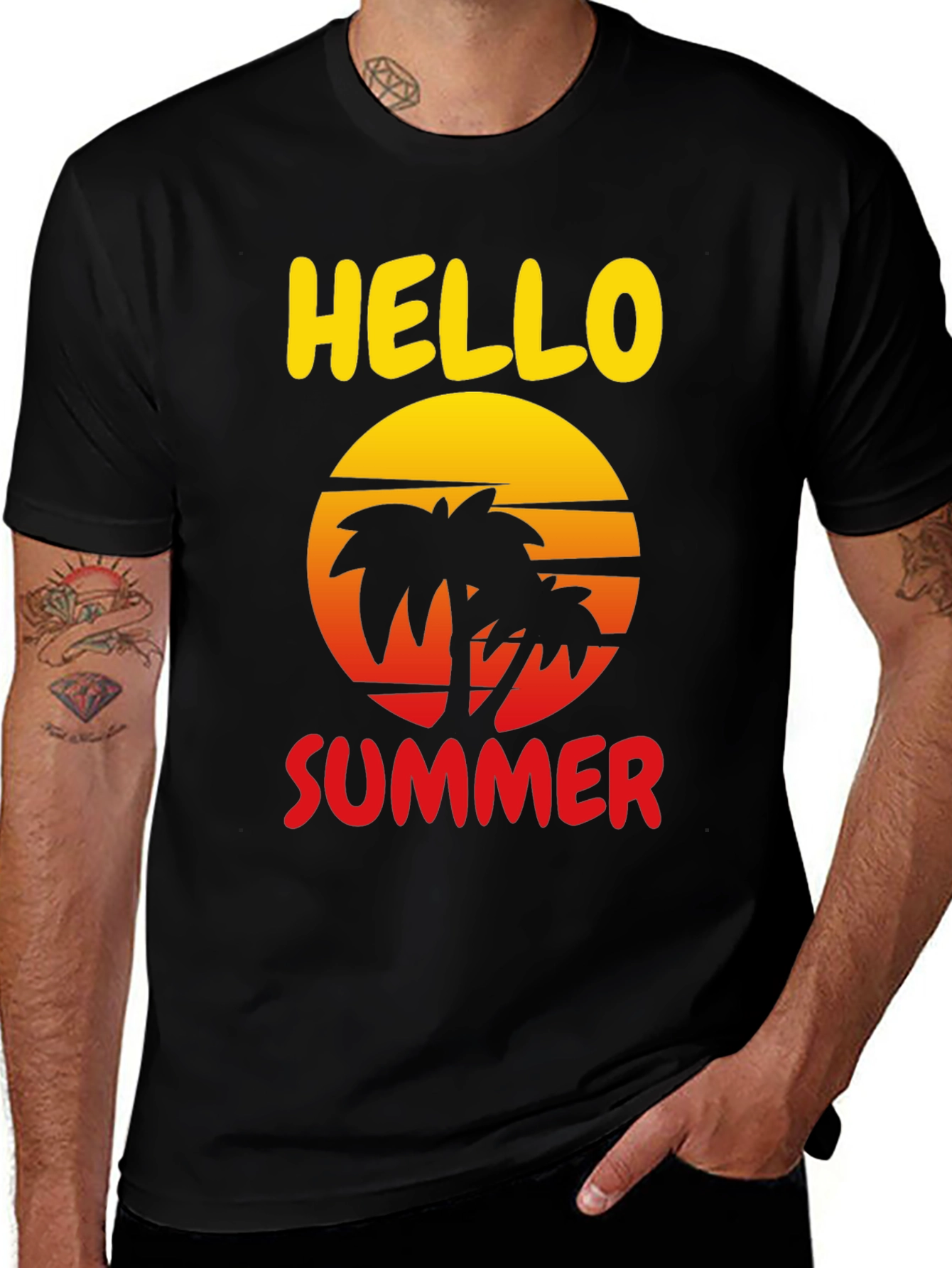 Hello Summer Palm Tree Graphic Tee
